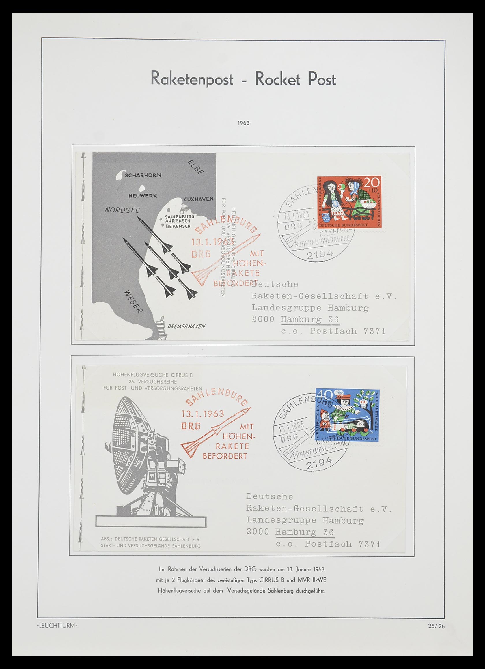 33463 035 - Postzegelverzameling 33463 Raketpost brieven.