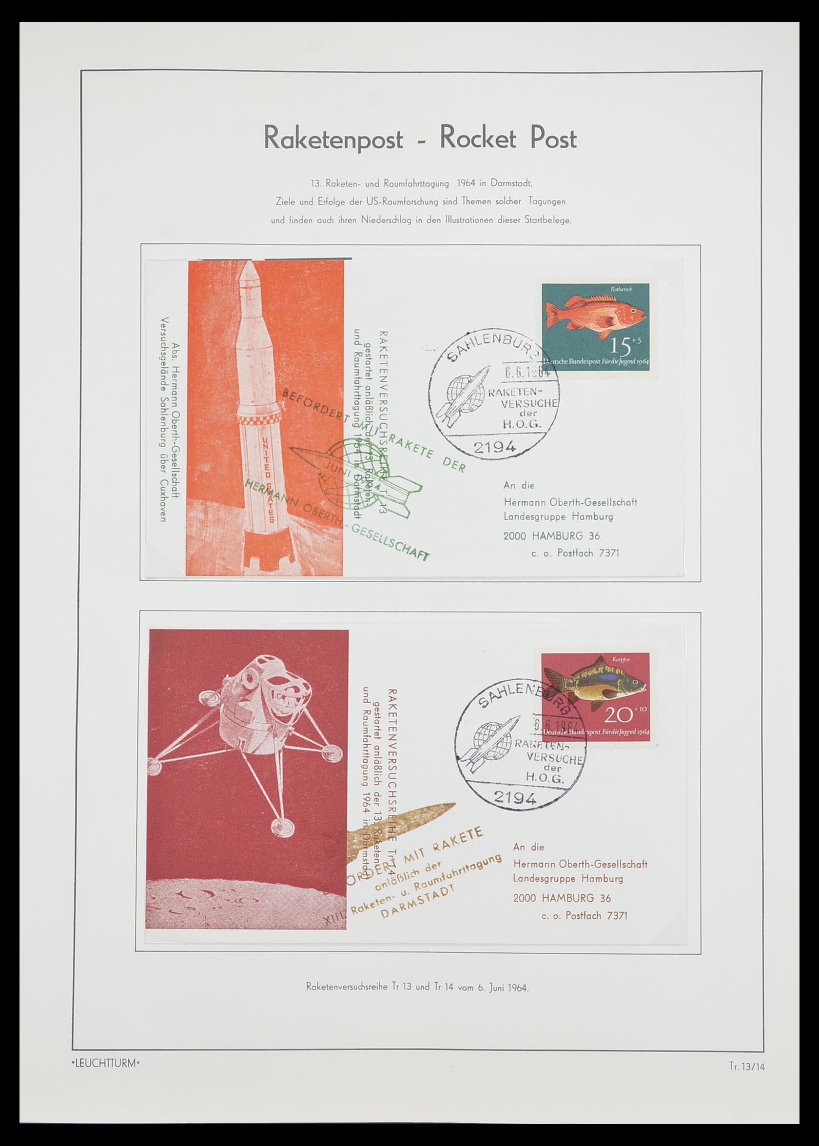 33463 044 - Postzegelverzameling 33463 Raketpost brieven.