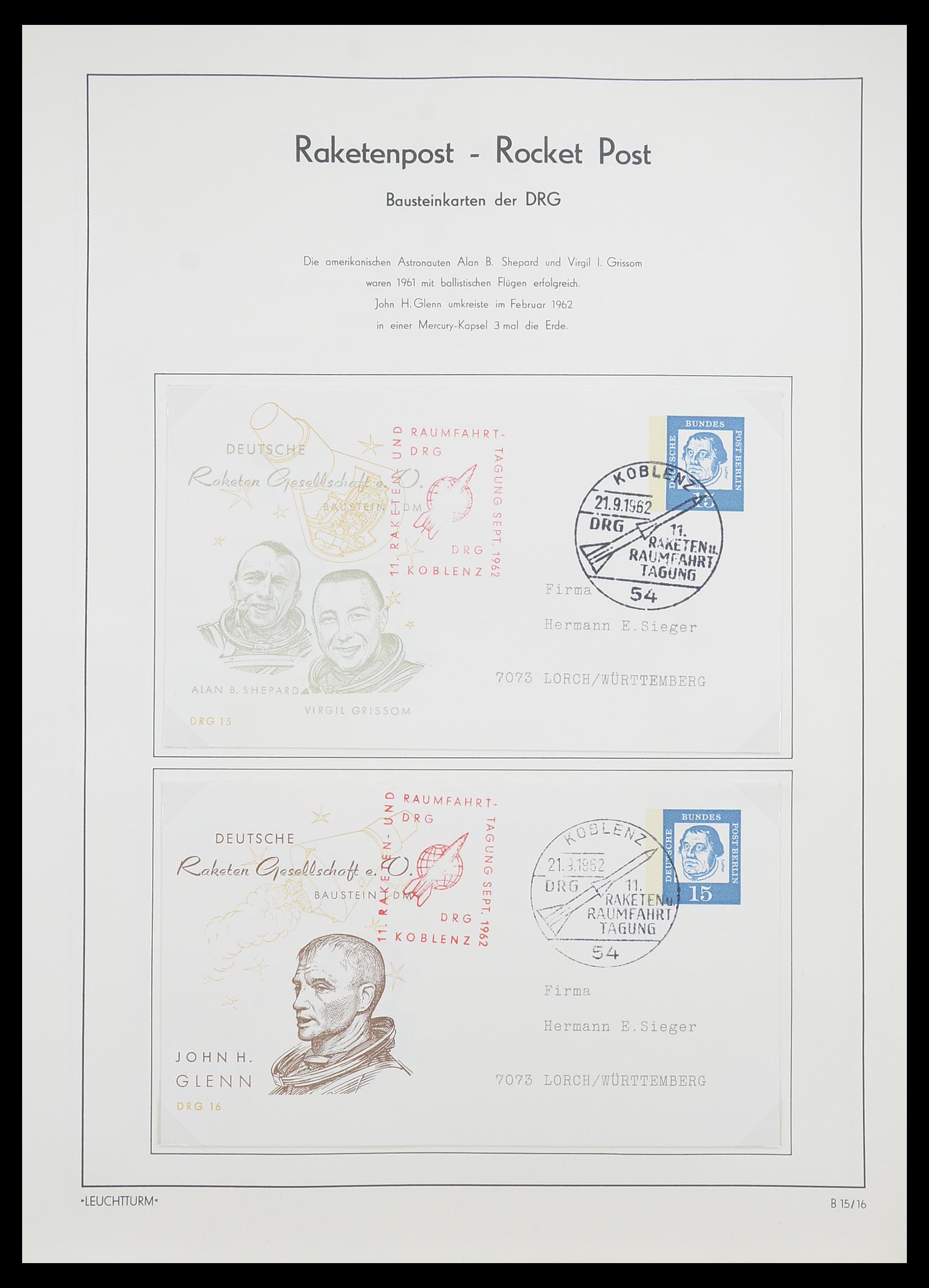 33463 057 - Postzegelverzameling 33463 Raketpost brieven.