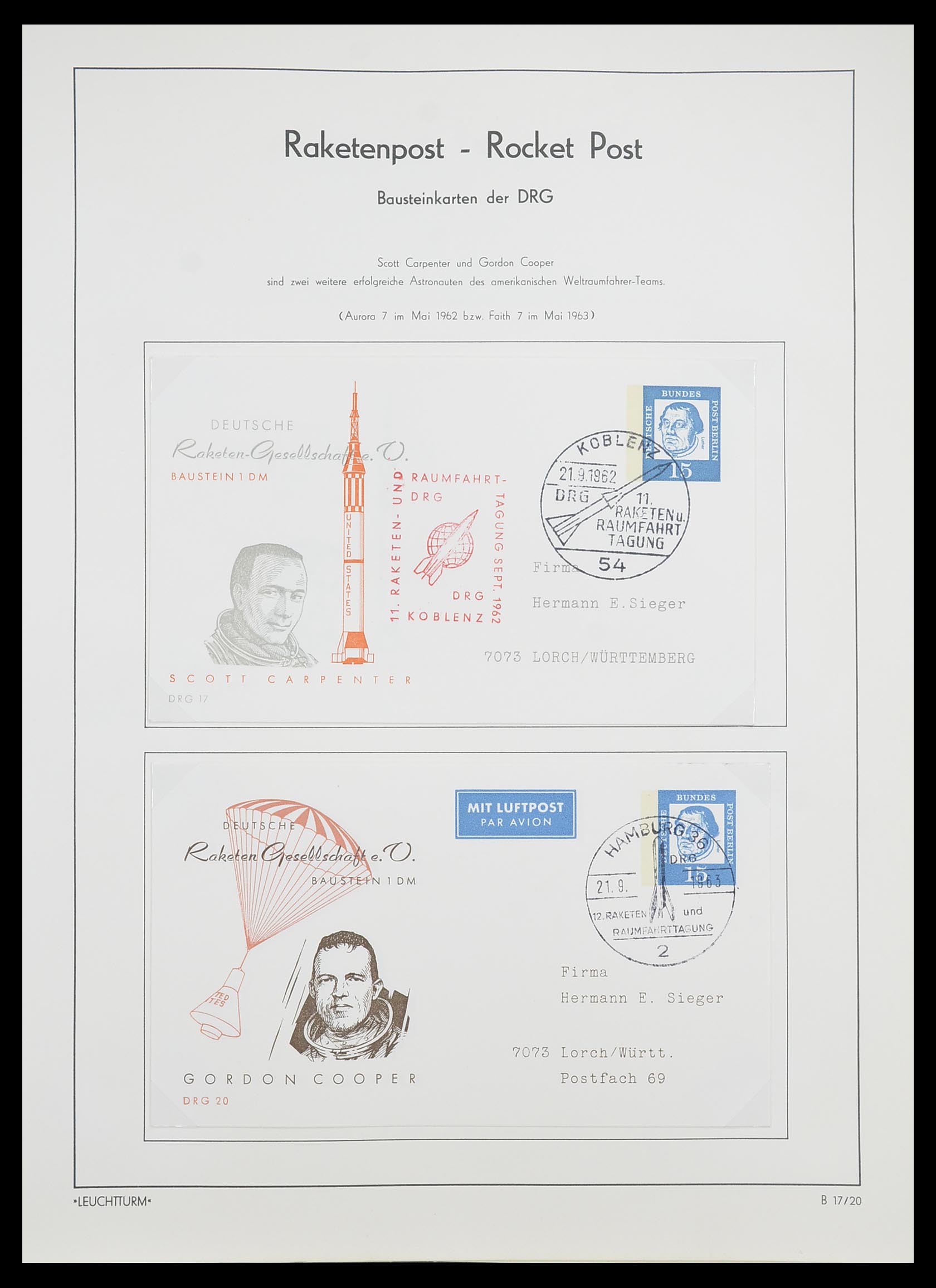 33463 058 - Postzegelverzameling 33463 Raketpost brieven.