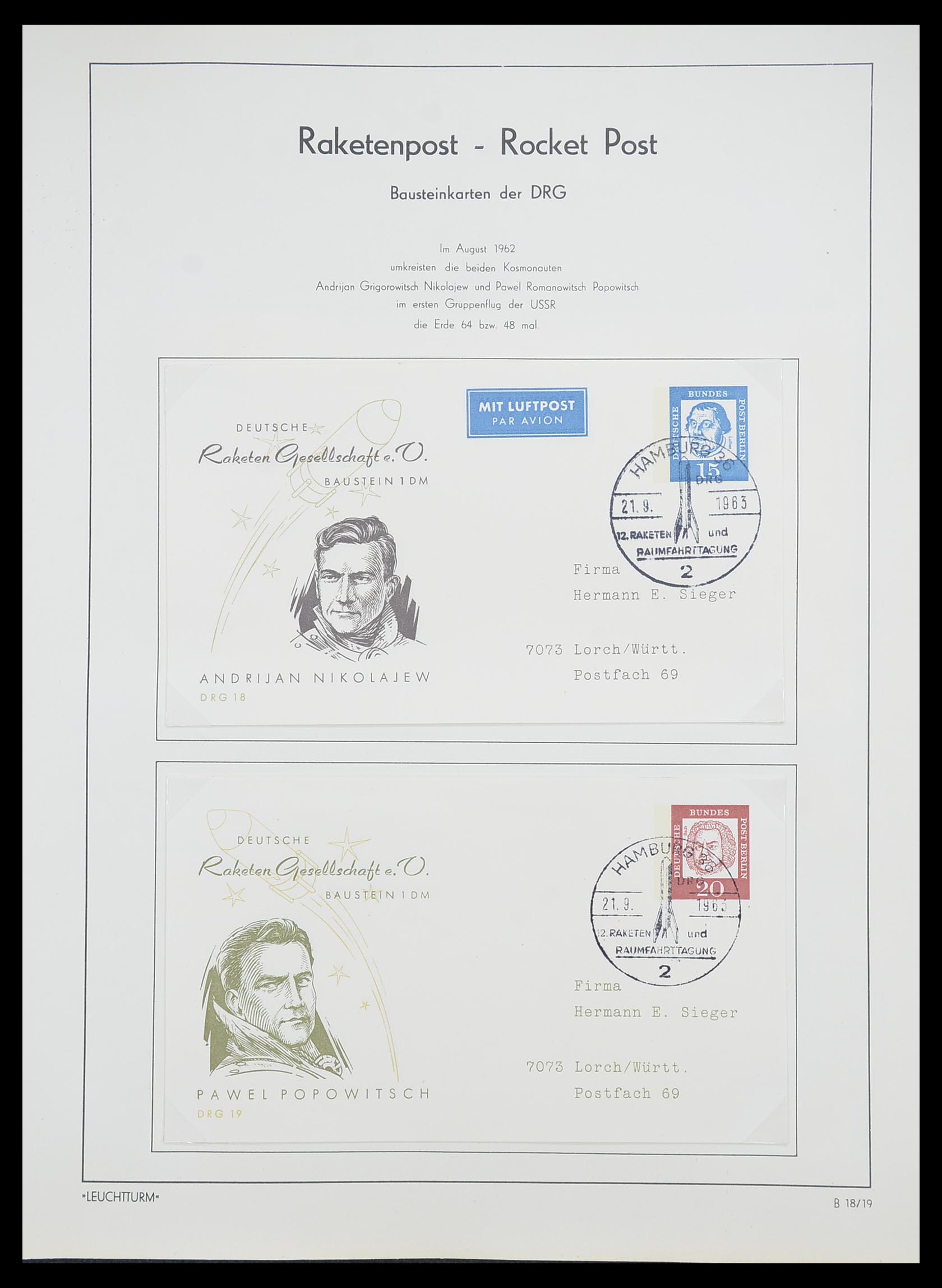 33463 061 - Postzegelverzameling 33463 Raketpost brieven.