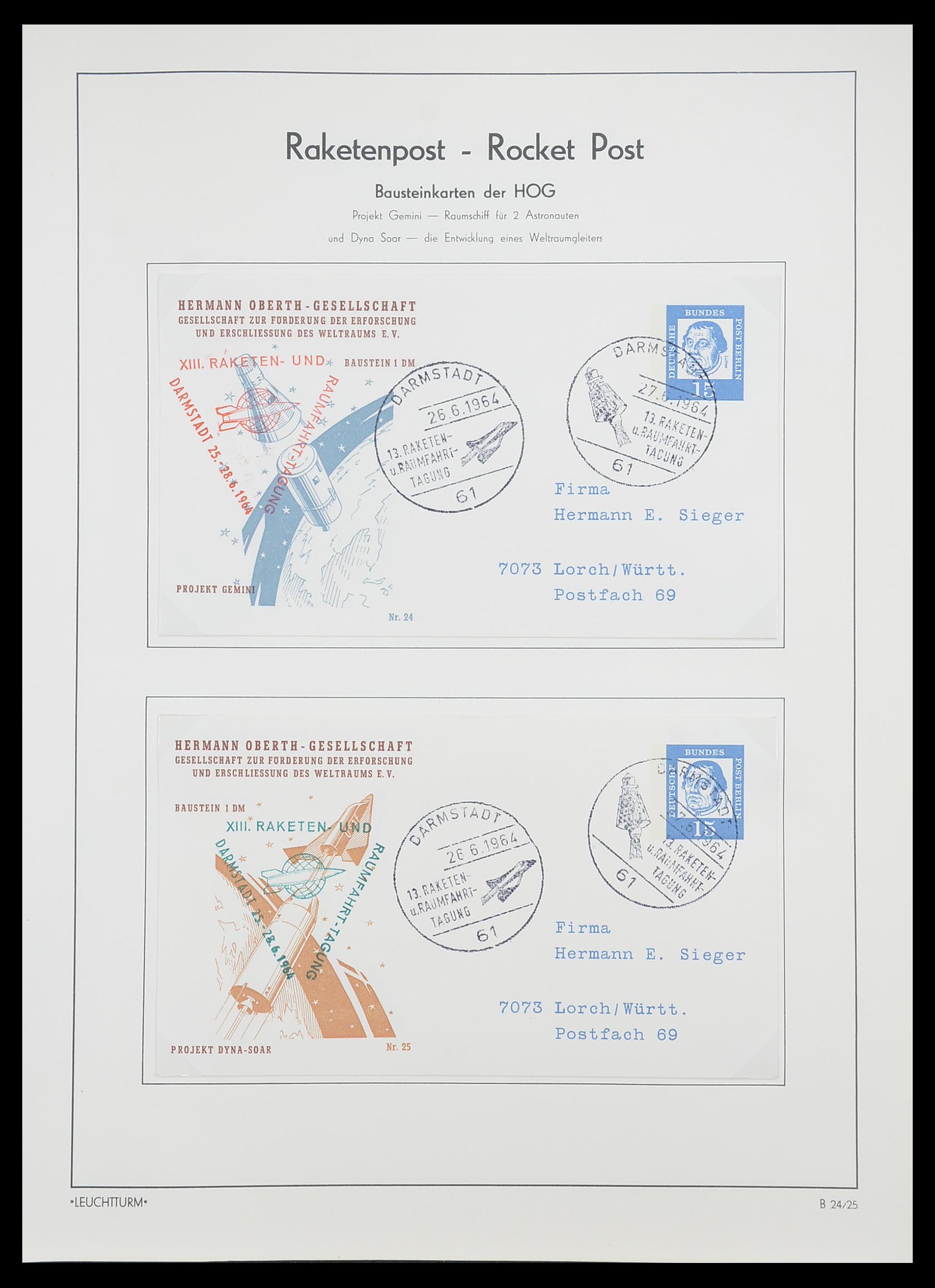 33463 065 - Postzegelverzameling 33463 Raketpost brieven.