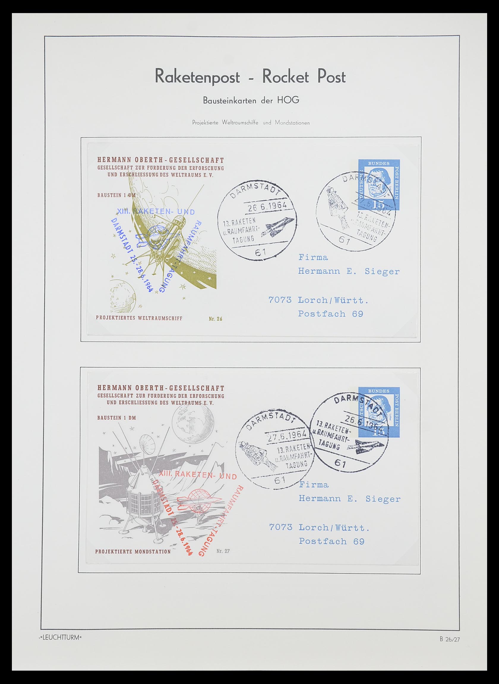 33463 066 - Postzegelverzameling 33463 Raketpost brieven.