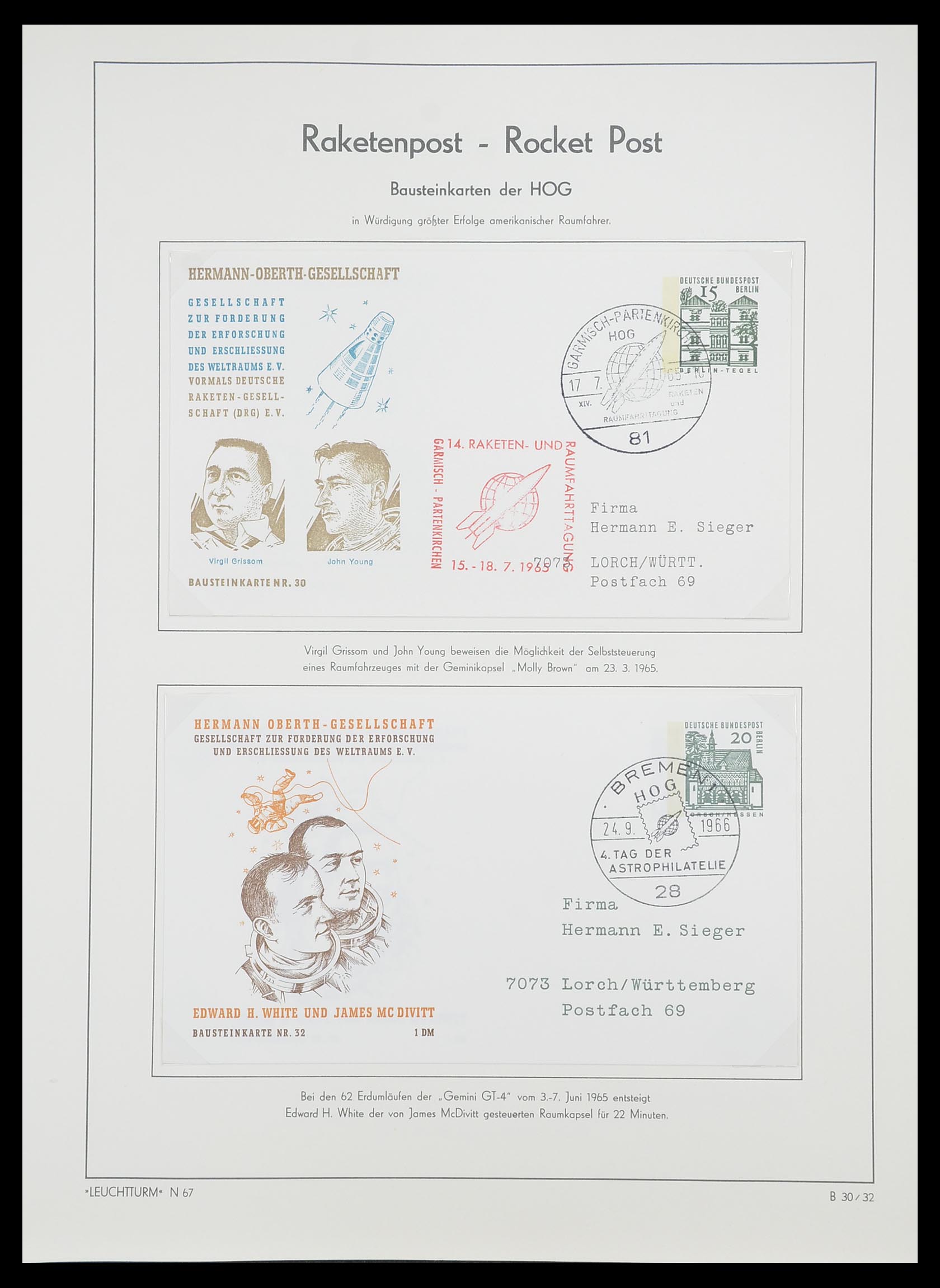 33463 069 - Postzegelverzameling 33463 Raketpost brieven.