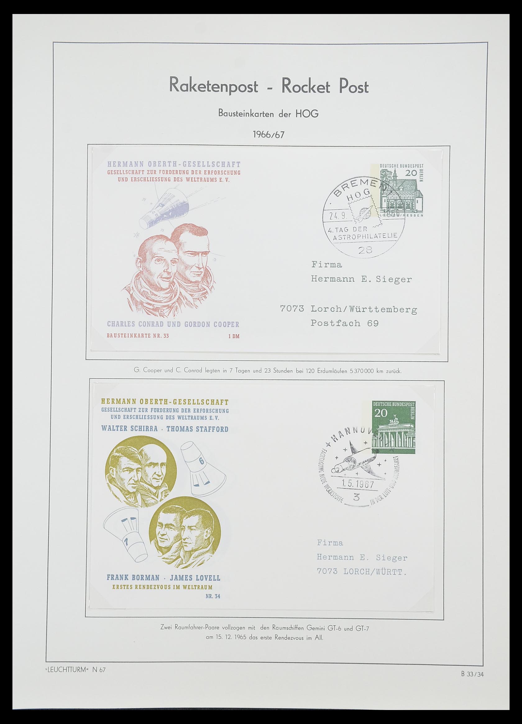 33463 070 - Postzegelverzameling 33463 Raketpost brieven.