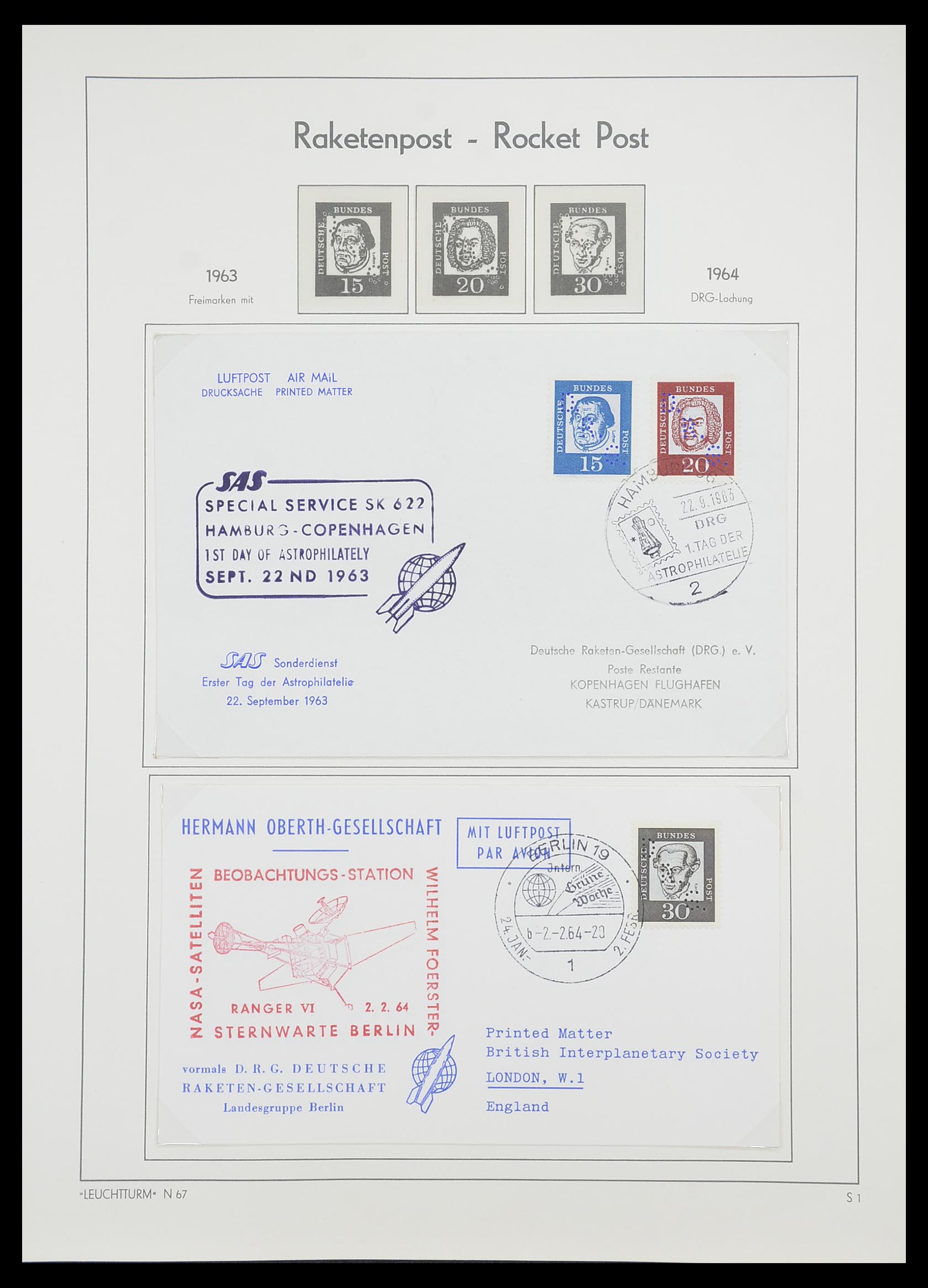 33463 073 - Postzegelverzameling 33463 Raketpost brieven.
