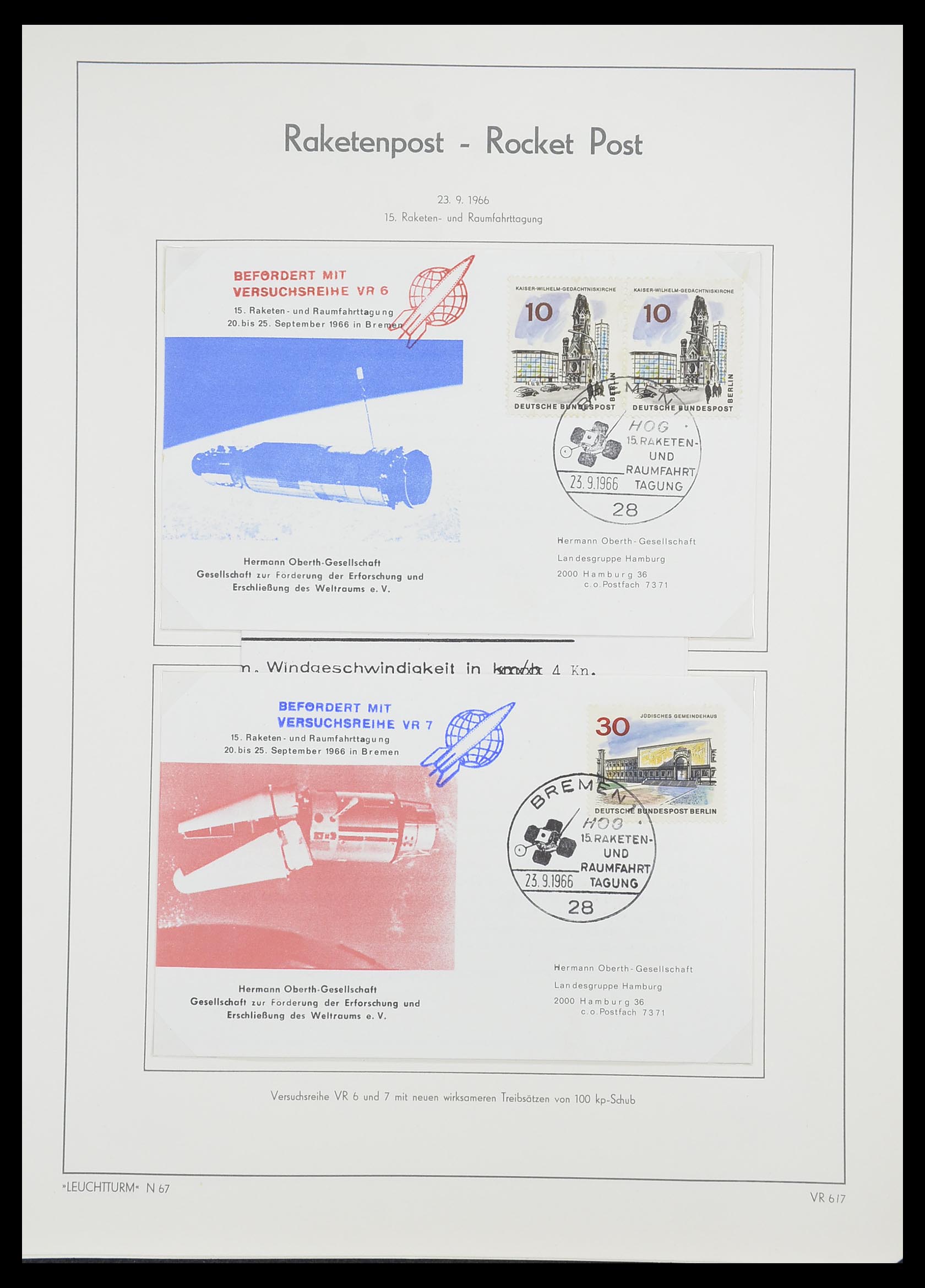 33463 090 - Postzegelverzameling 33463 Raketpost brieven.