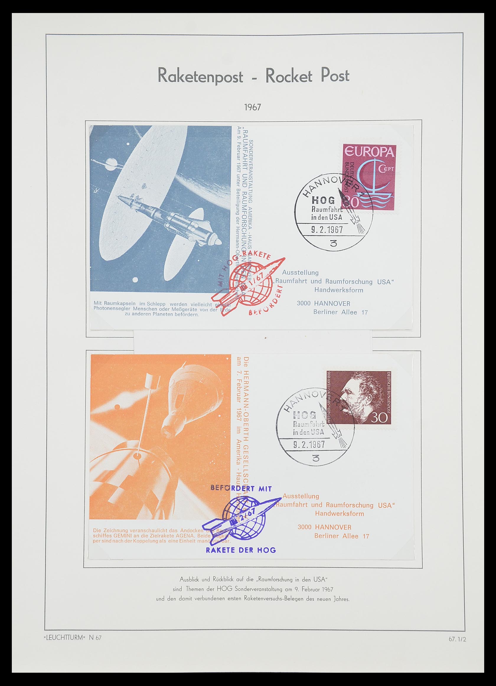 33463 094 - Postzegelverzameling 33463 Raketpost brieven.