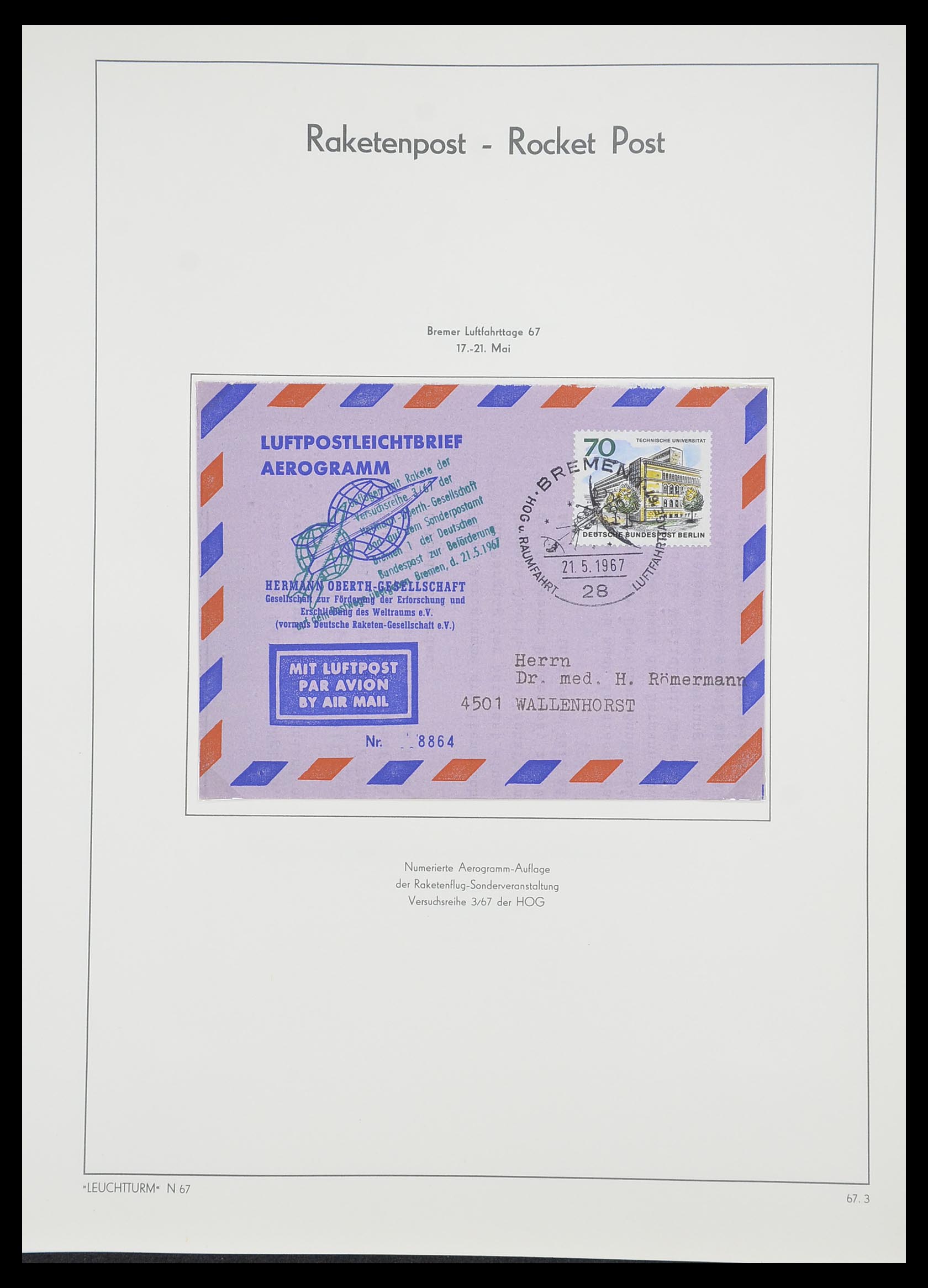 33463 095 - Postzegelverzameling 33463 Raketpost brieven.