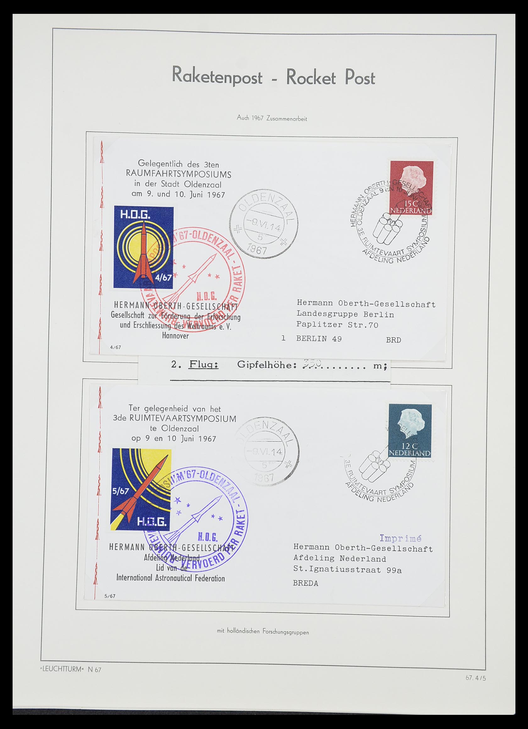 33463 097 - Postzegelverzameling 33463 Raketpost brieven.