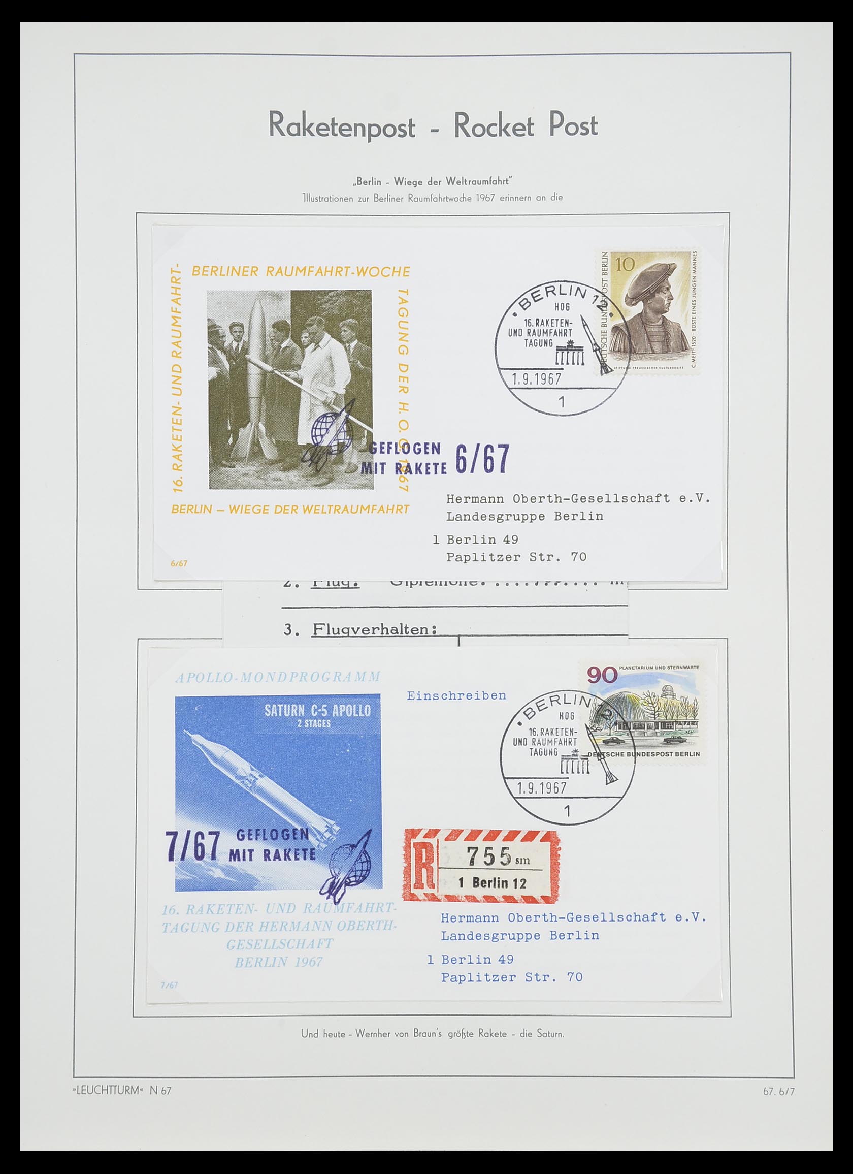 33463 098 - Postzegelverzameling 33463 Raketpost brieven.