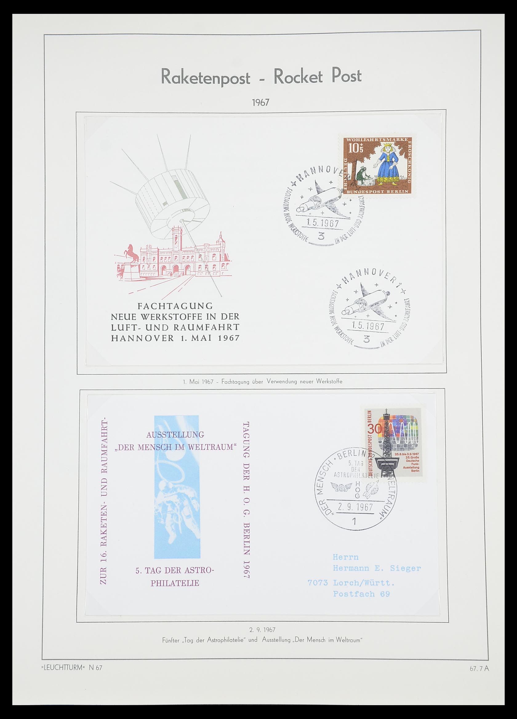 33463 099 - Postzegelverzameling 33463 Raketpost brieven.