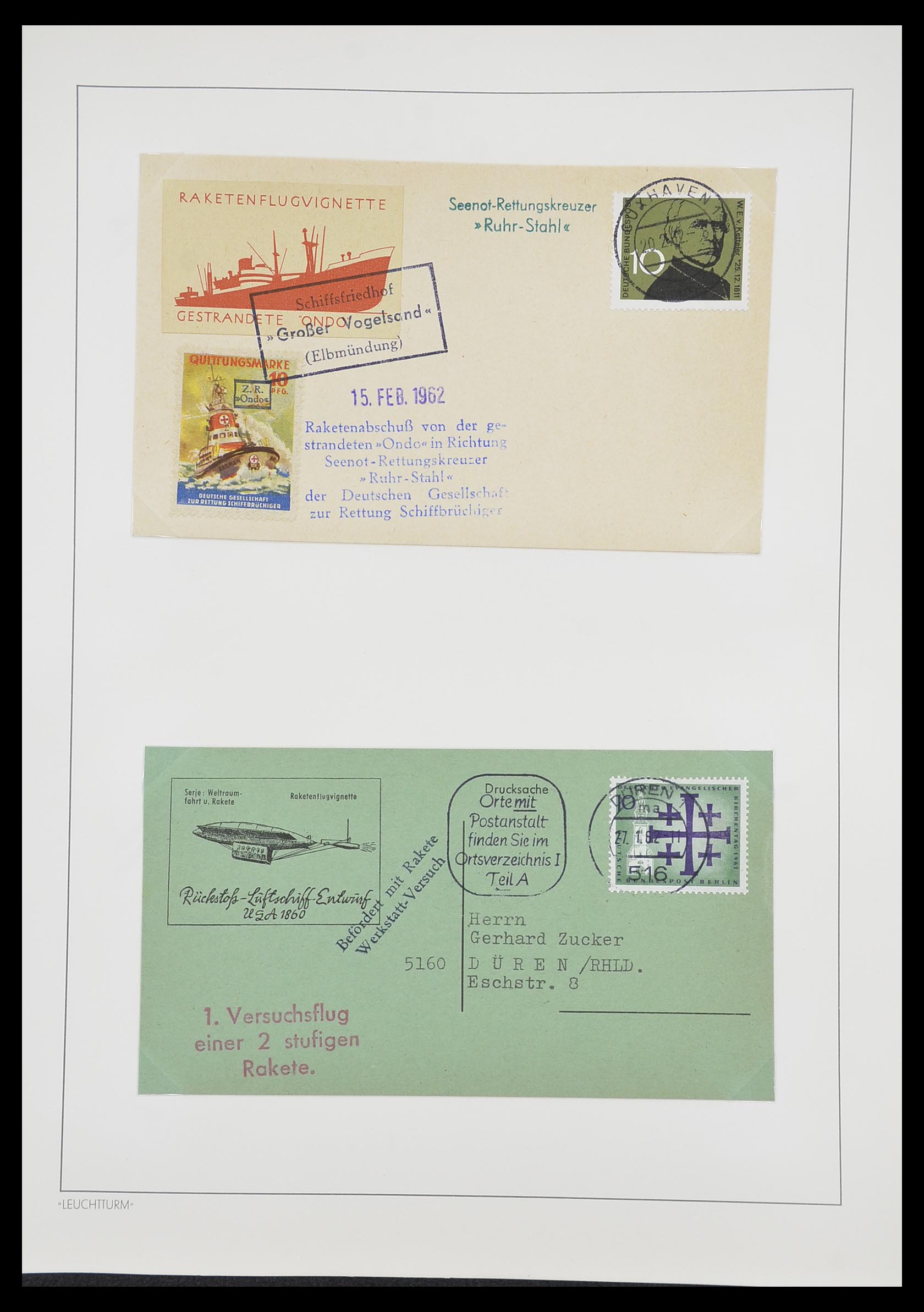 33463 115 - Postzegelverzameling 33463 Raketpost brieven.