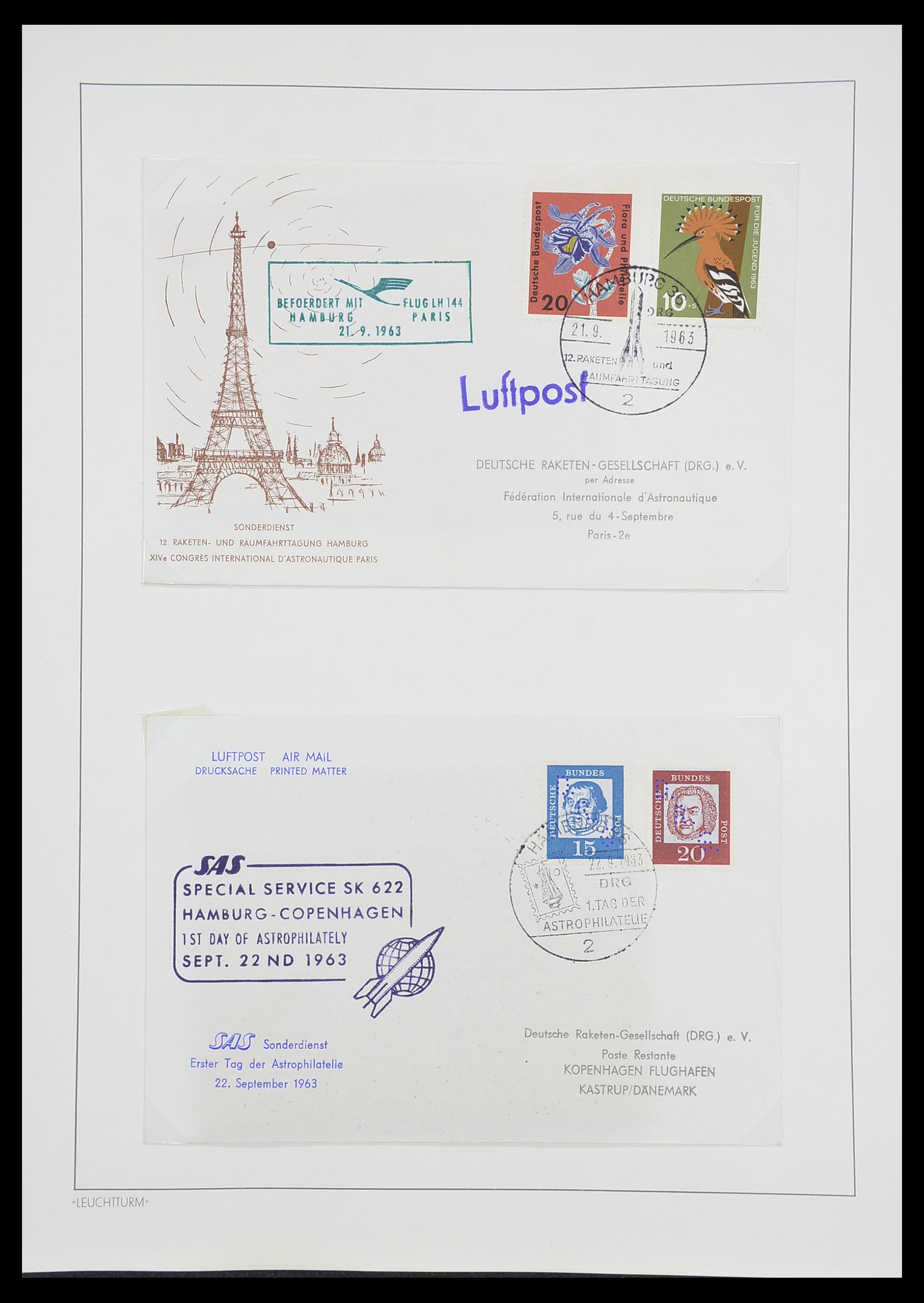 33463 117 - Postzegelverzameling 33463 Raketpost brieven.