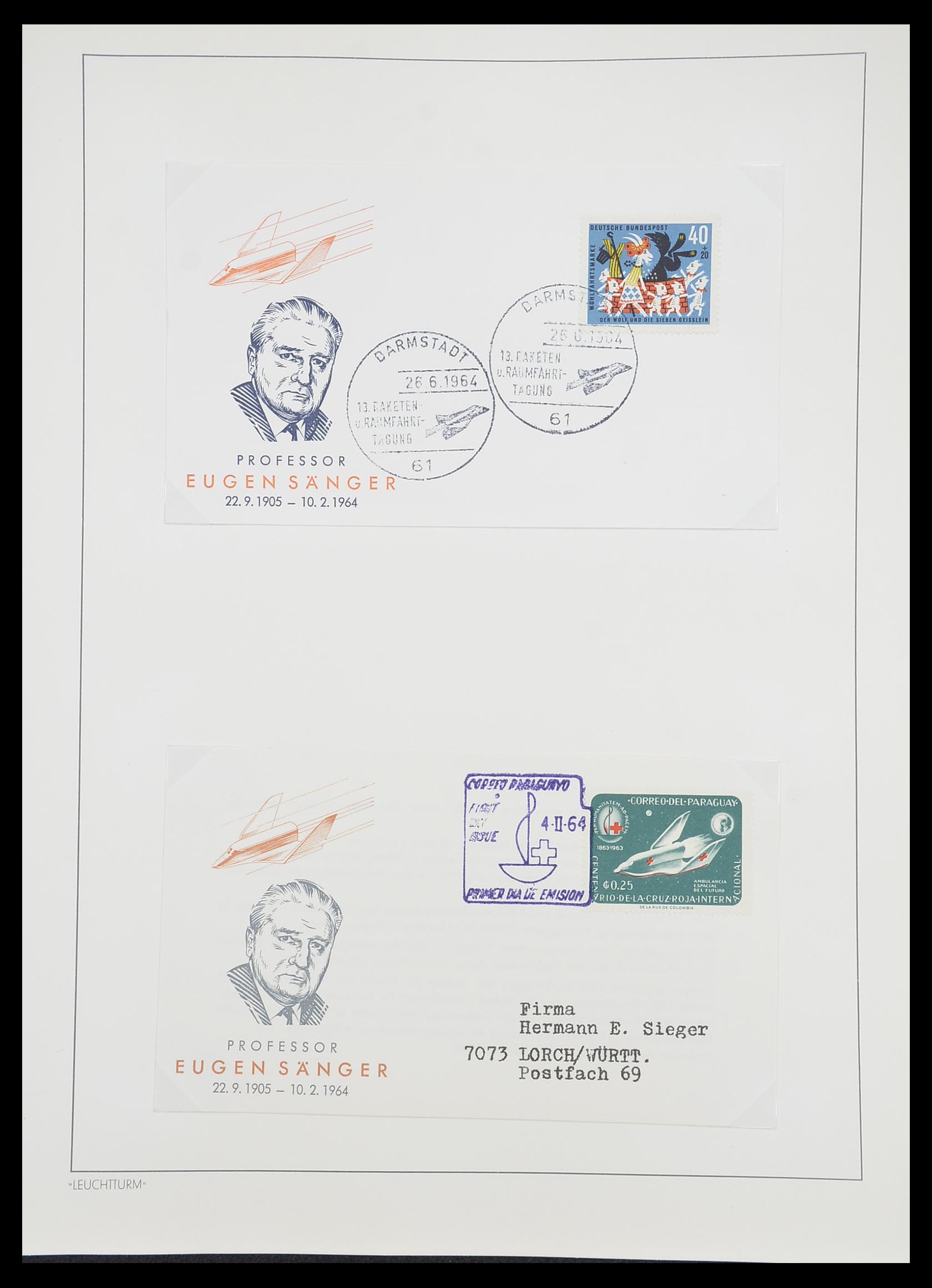 33463 120 - Postzegelverzameling 33463 Raketpost brieven.