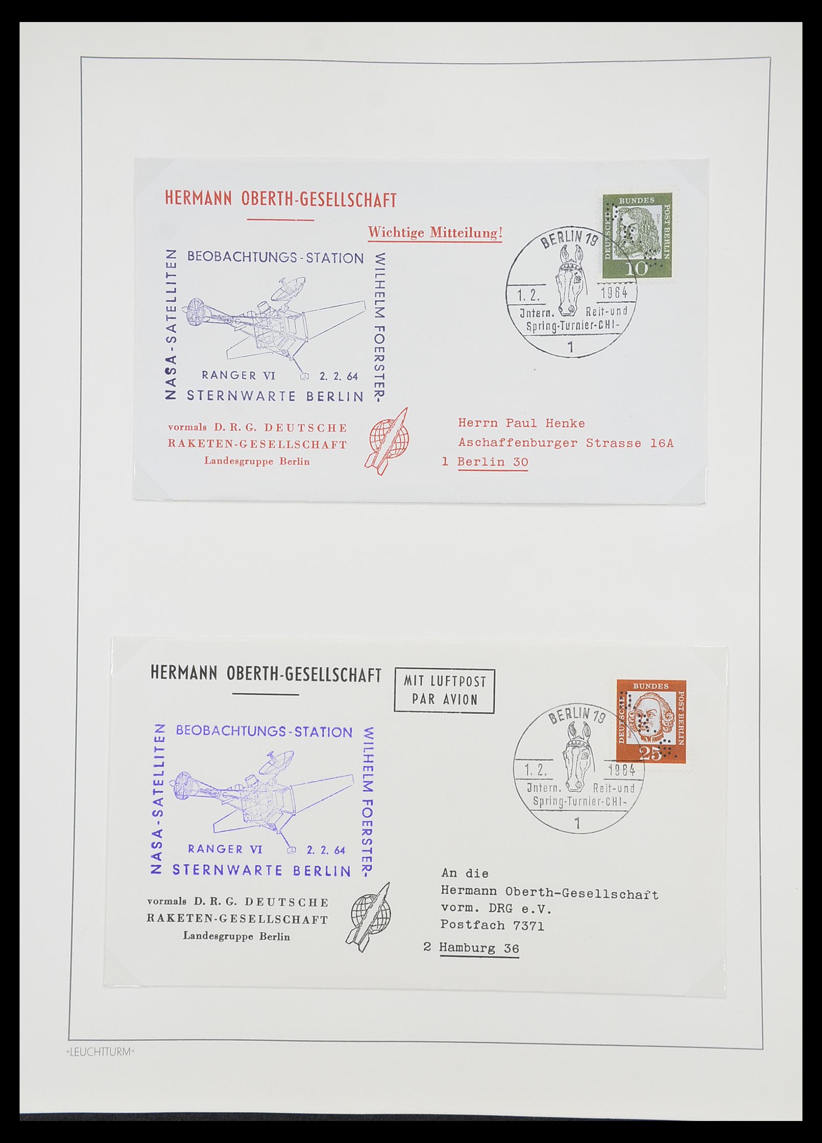 33463 121 - Postzegelverzameling 33463 Raketpost brieven.
