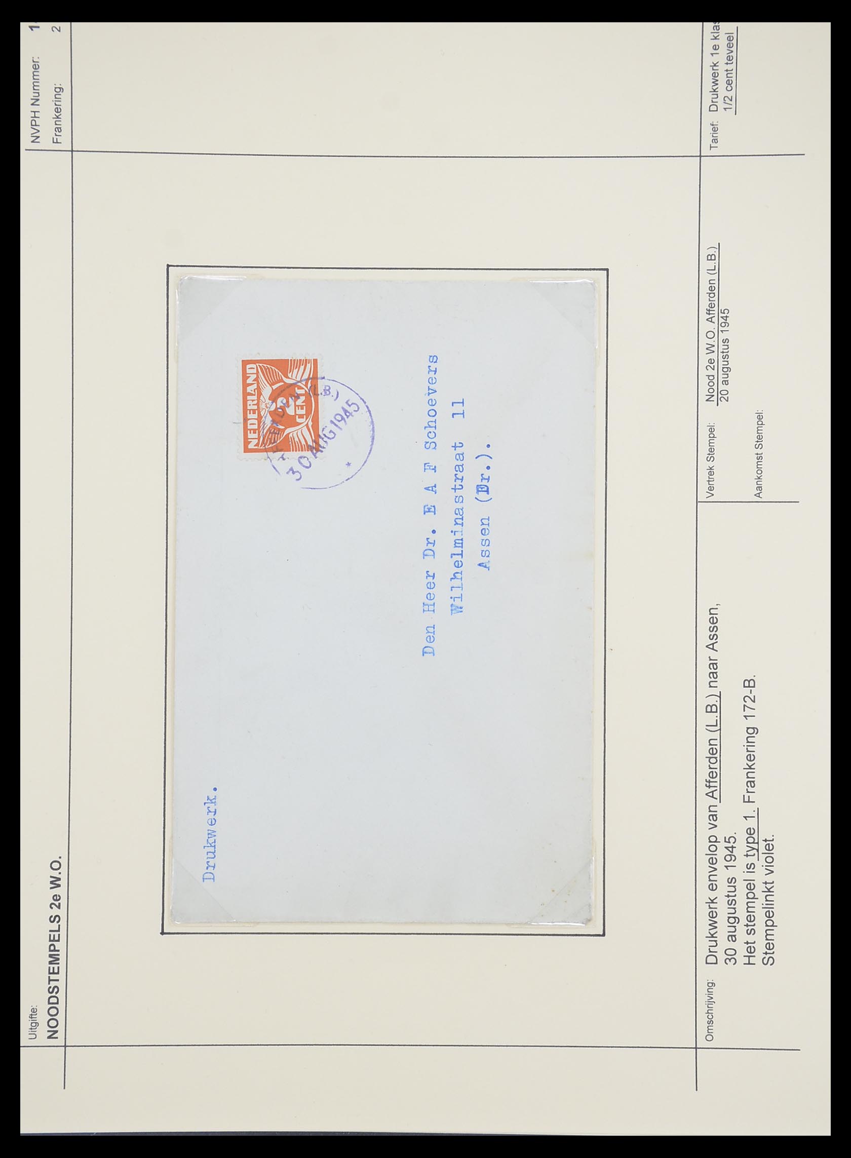33465 002 - Postzegelverzameling 33465 Nederland brieven 1945.