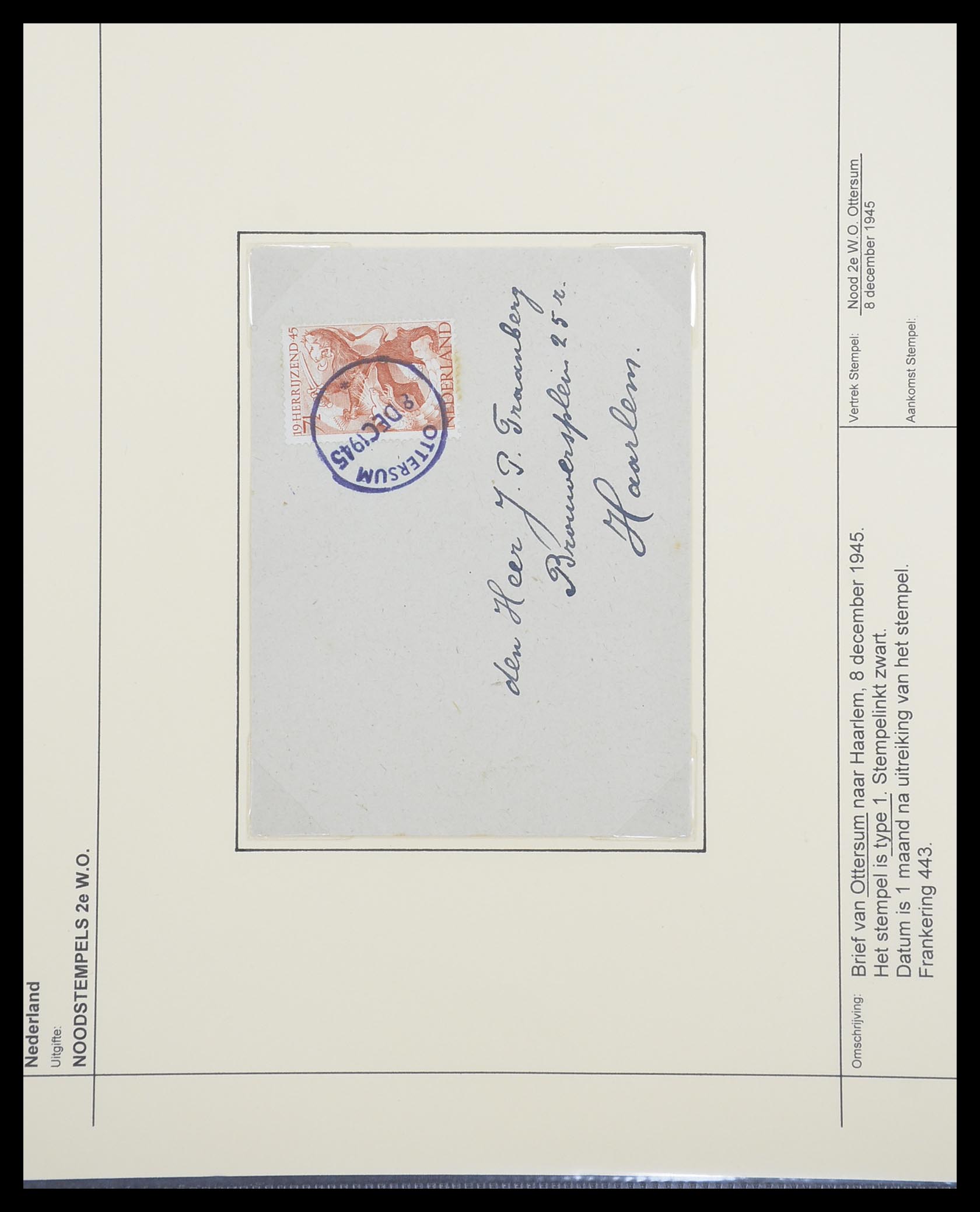 33465 008 - Postzegelverzameling 33465 Nederland brieven 1945.