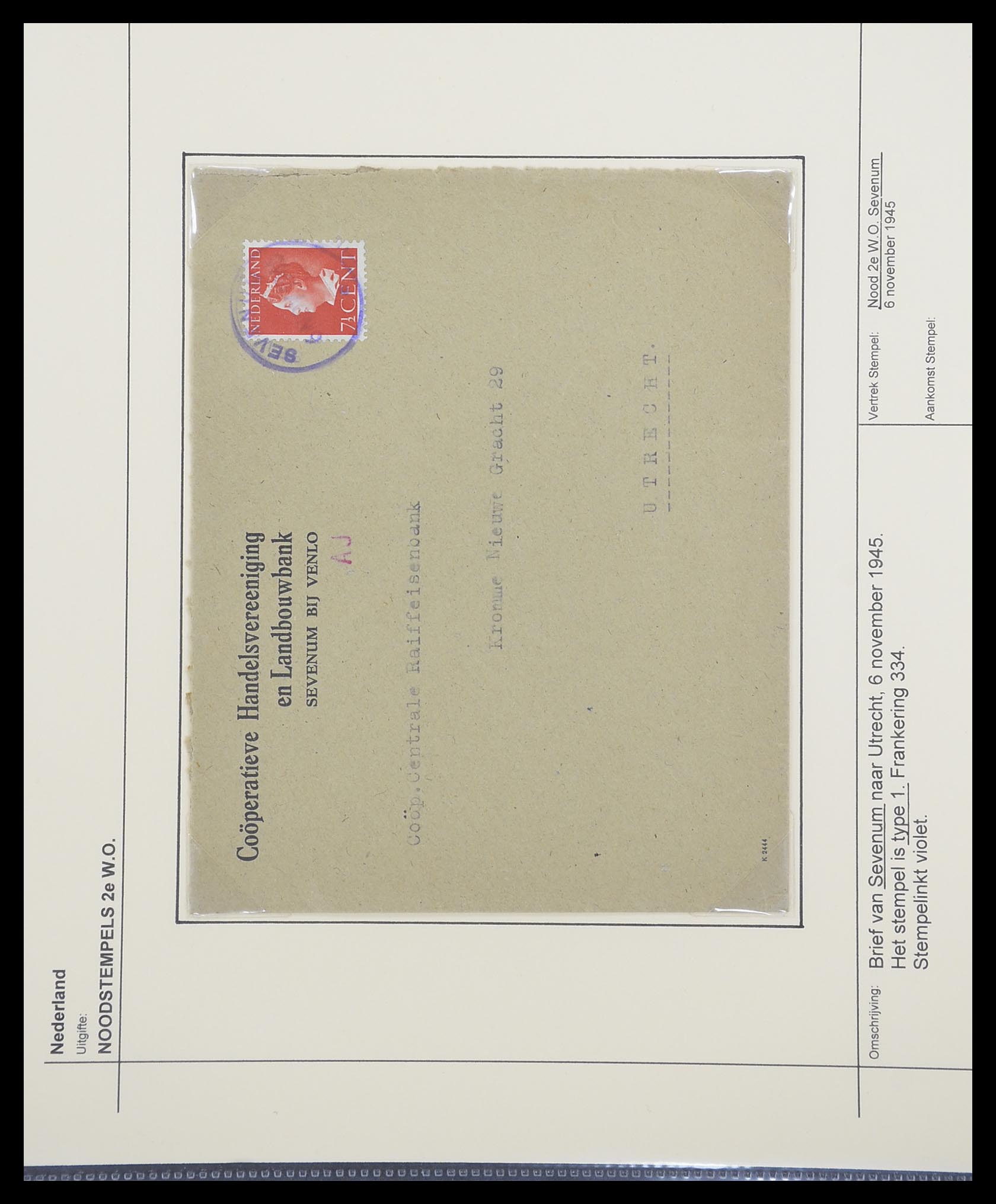 33465 009 - Postzegelverzameling 33465 Nederland brieven 1945.