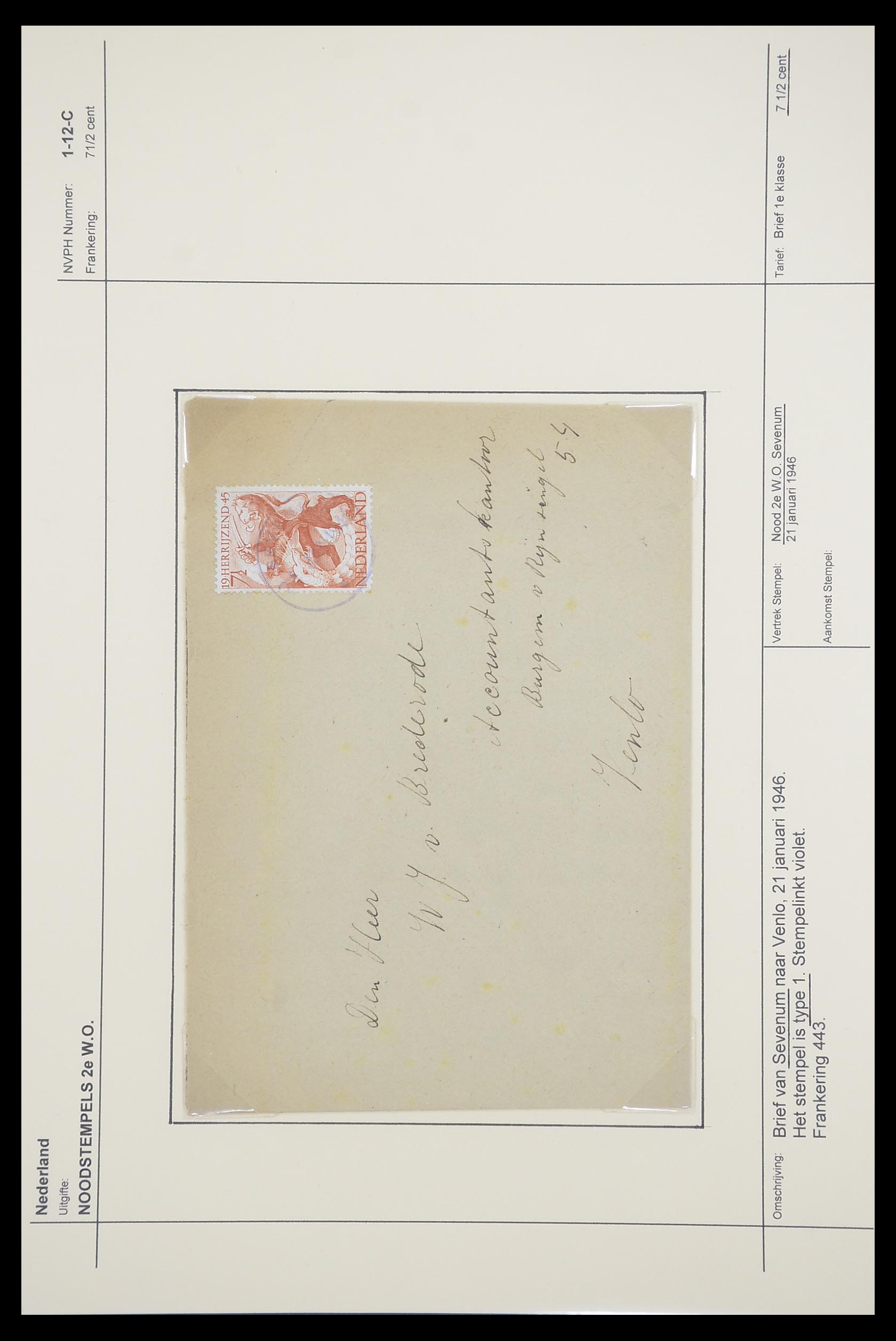 33465 011 - Postzegelverzameling 33465 Nederland brieven 1945.