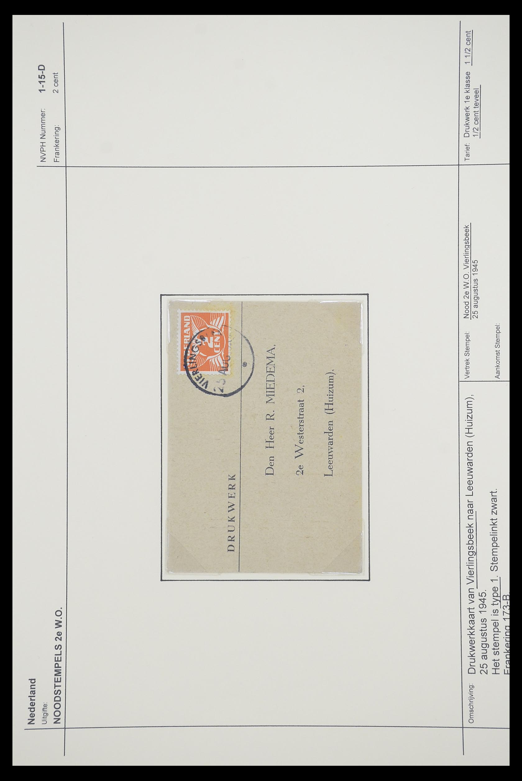 33465 016 - Postzegelverzameling 33465 Nederland brieven 1945.