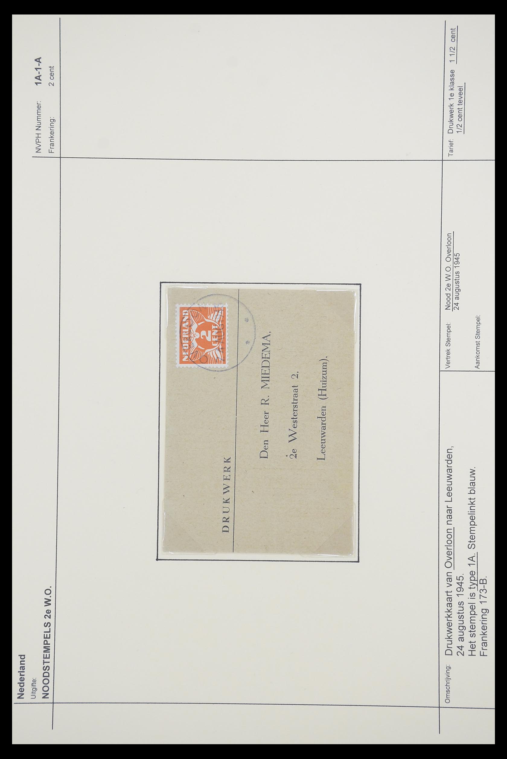 33465 018 - Postzegelverzameling 33465 Nederland brieven 1945.