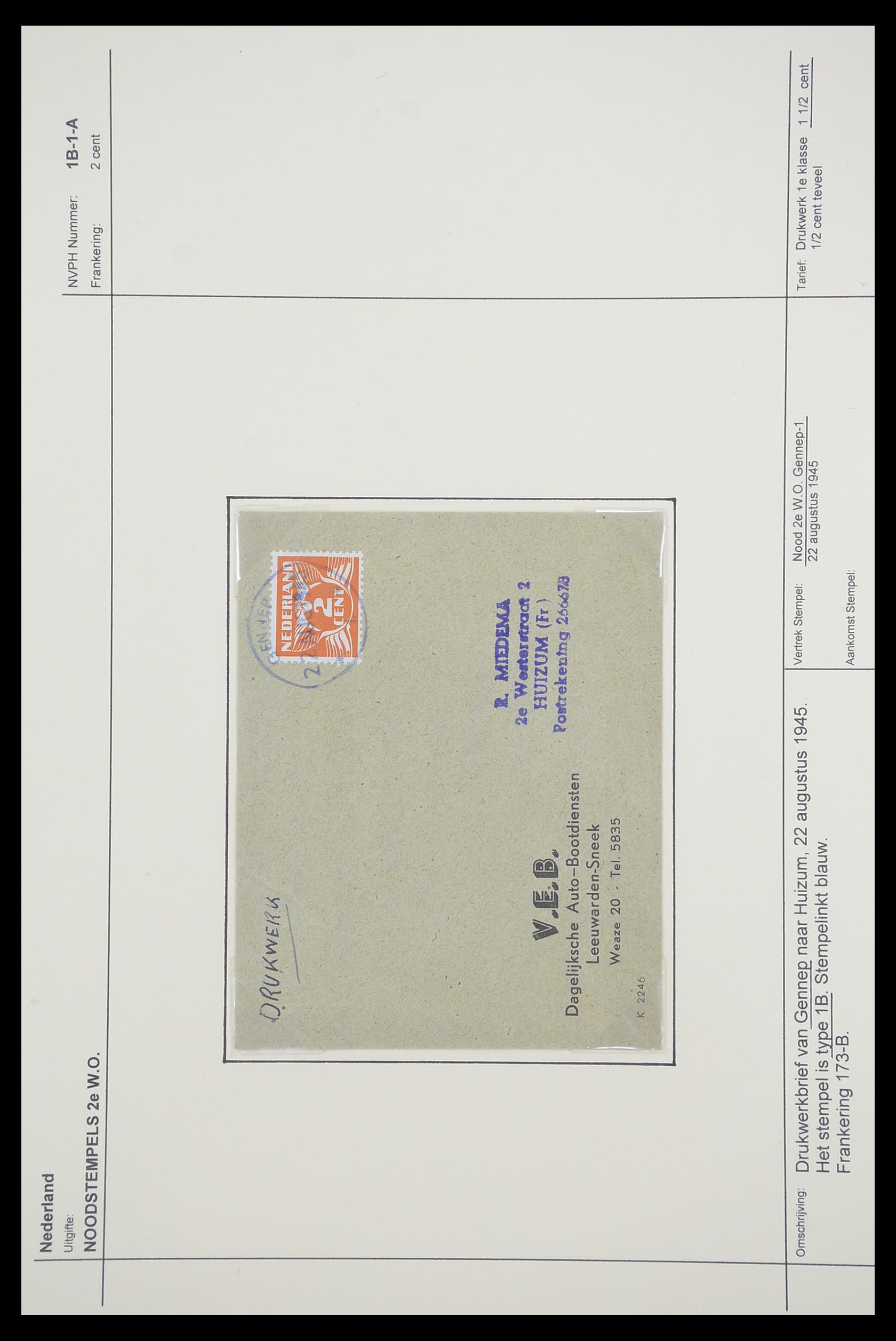 33465 019 - Postzegelverzameling 33465 Nederland brieven 1945.