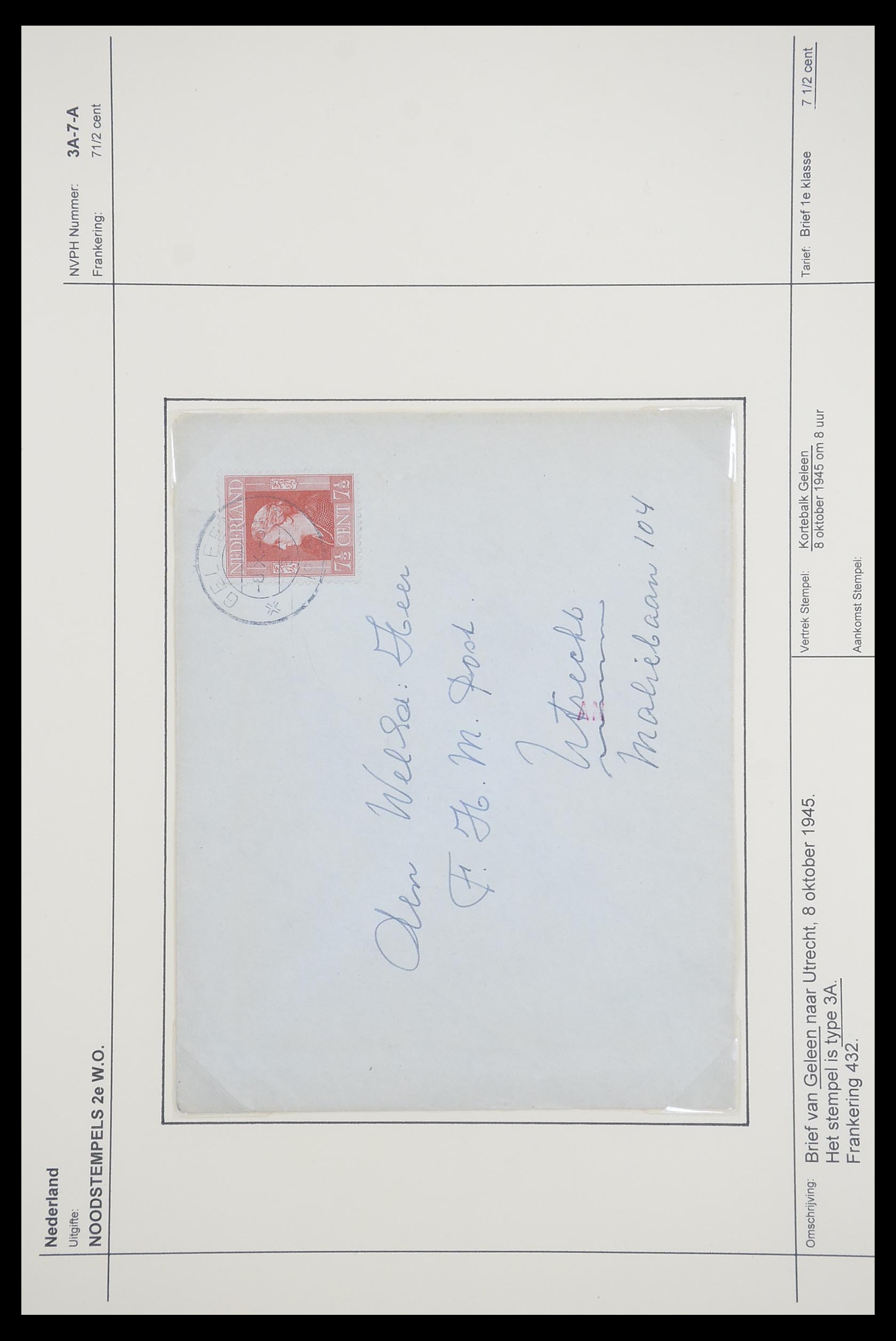 33465 036 - Postzegelverzameling 33465 Nederland brieven 1945.