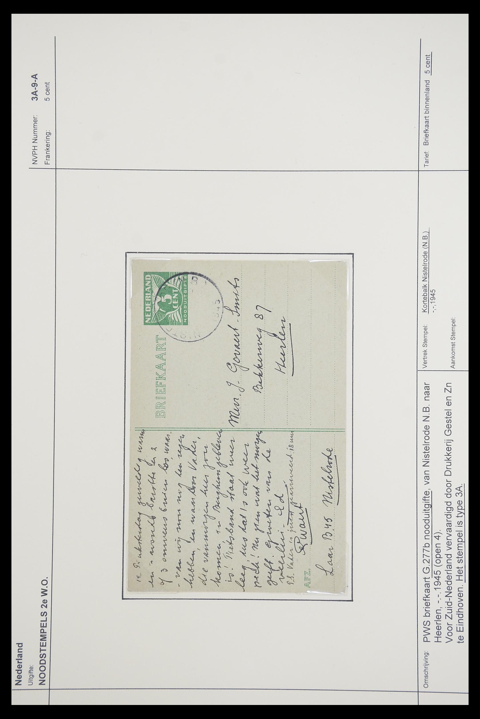 33465 038 - Postzegelverzameling 33465 Nederland brieven 1945.