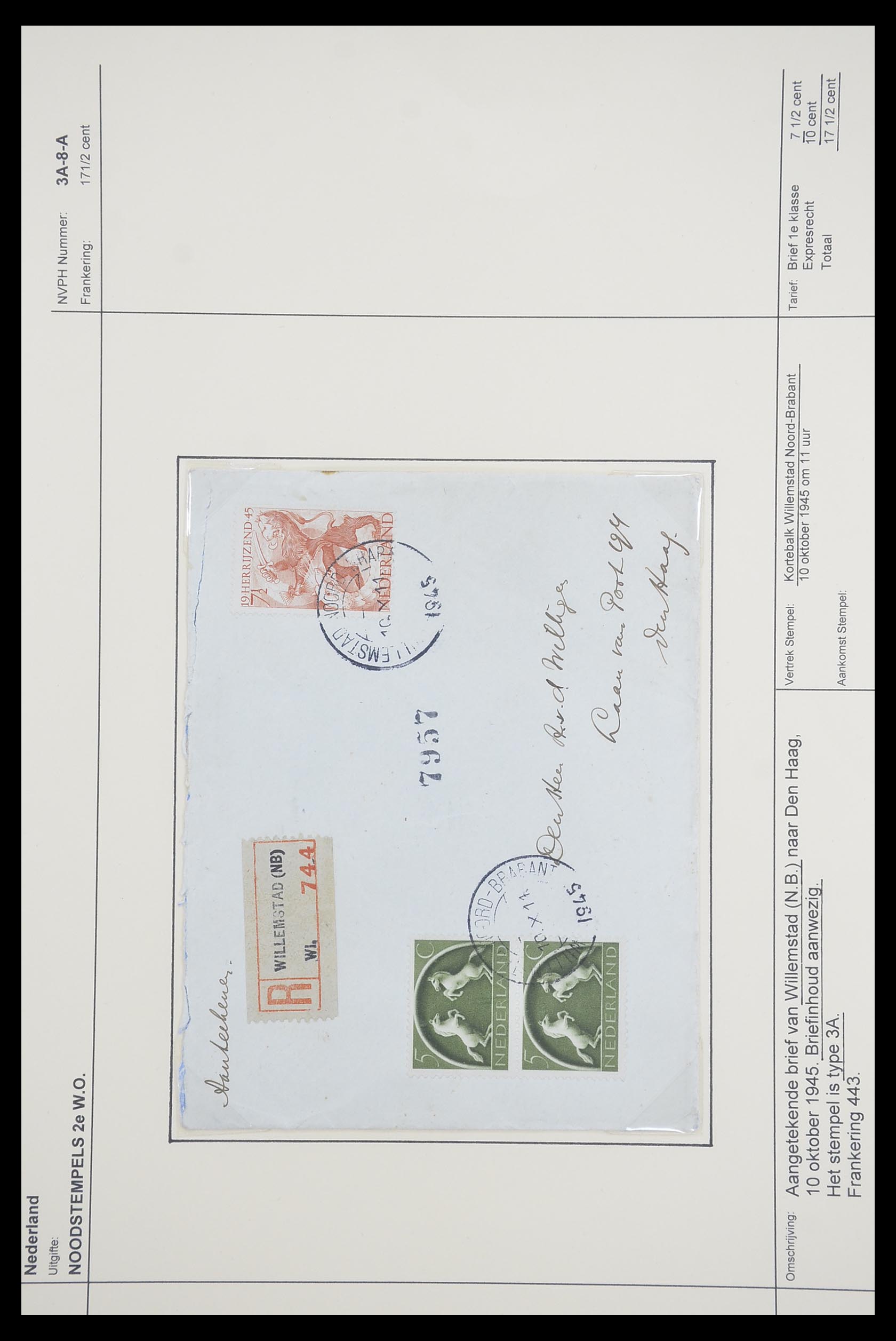 33465 039 - Postzegelverzameling 33465 Nederland brieven 1945.