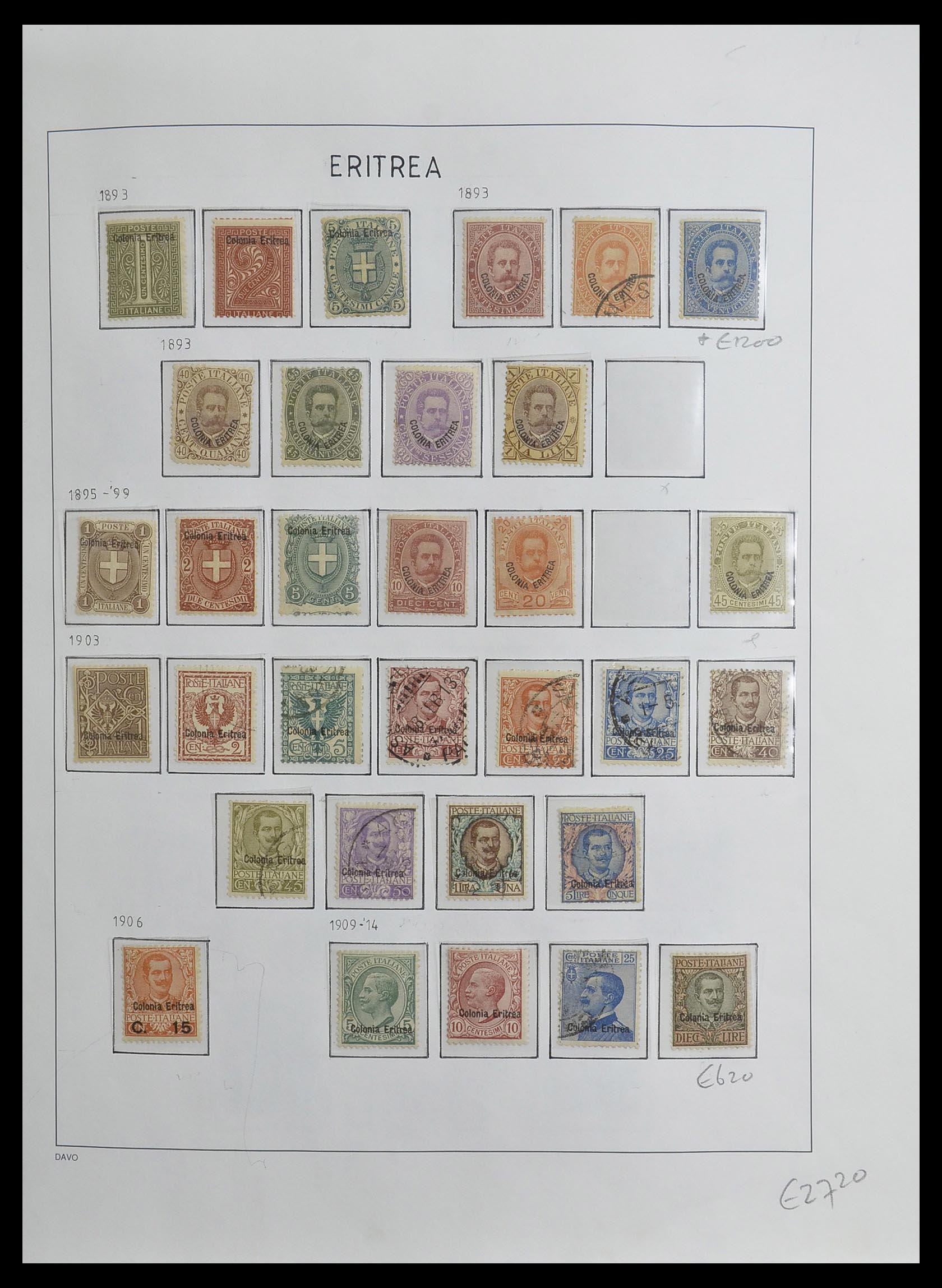 33474 001 - Postzegelverzameling 33474 Eritrea 1893-1934.