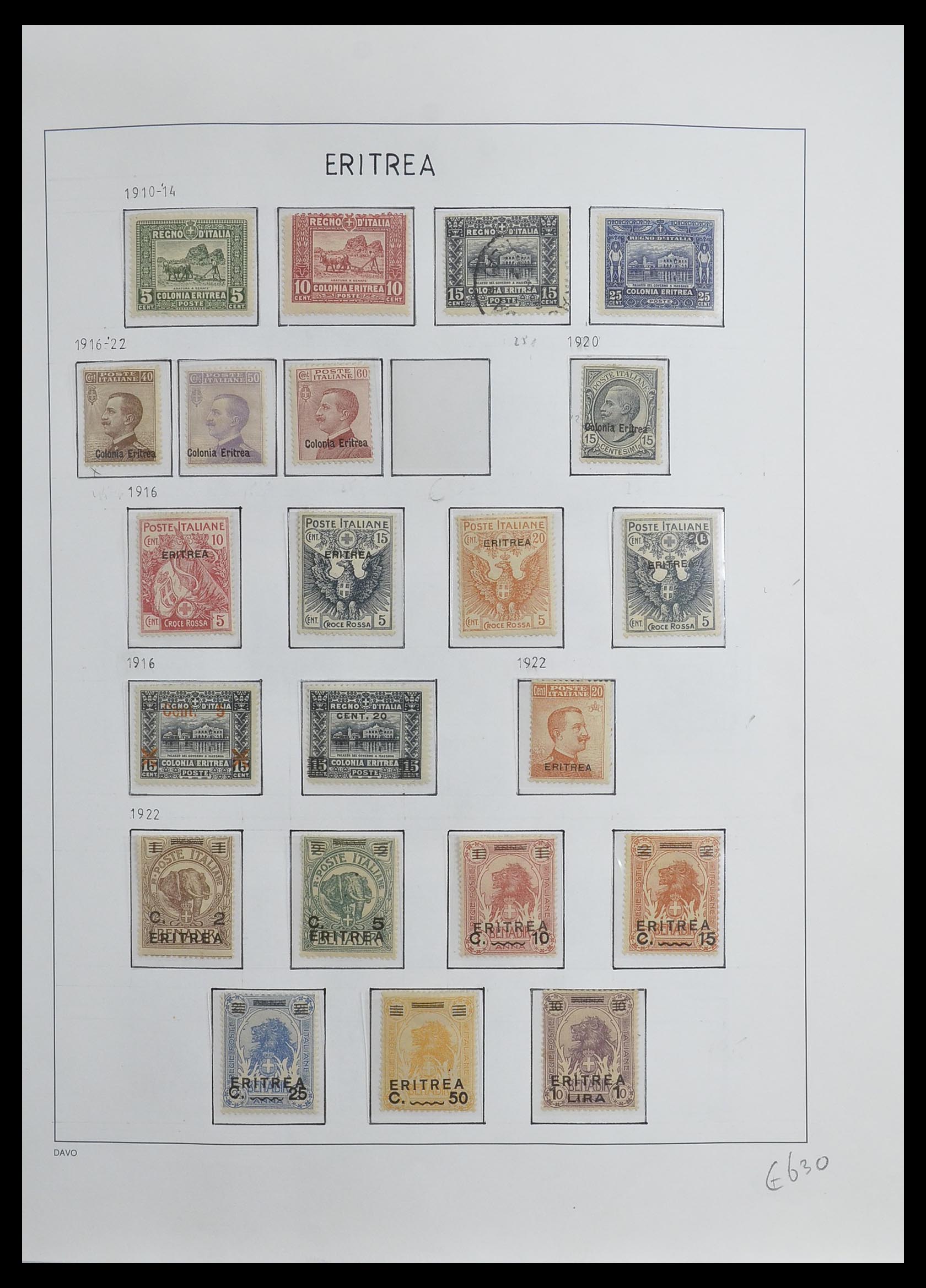 33474 002 - Postzegelverzameling 33474 Eritrea 1893-1934.