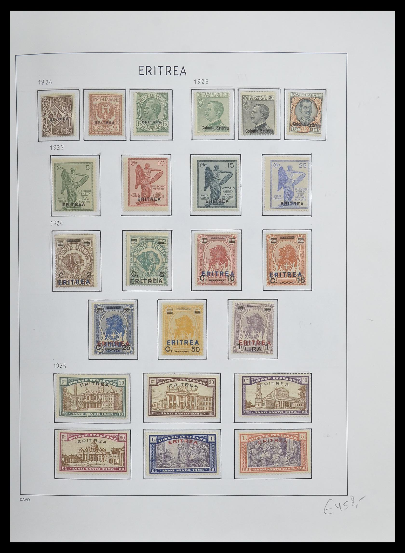 33474 004 - Postzegelverzameling 33474 Eritrea 1893-1934.