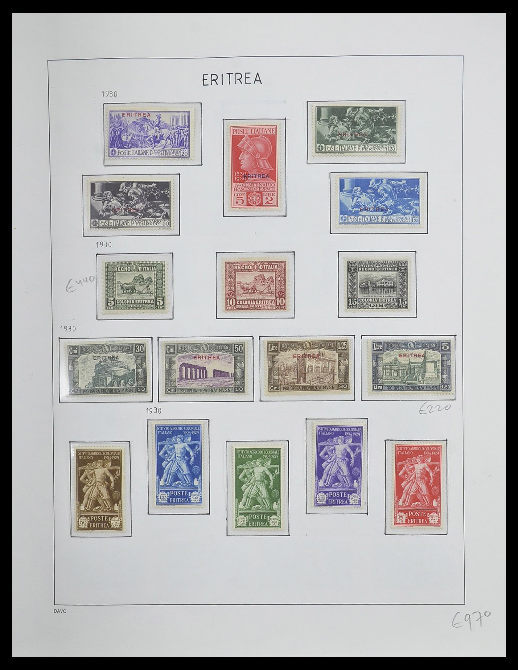 33474 008 - Postzegelverzameling 33474 Eritrea 1893-1934.
