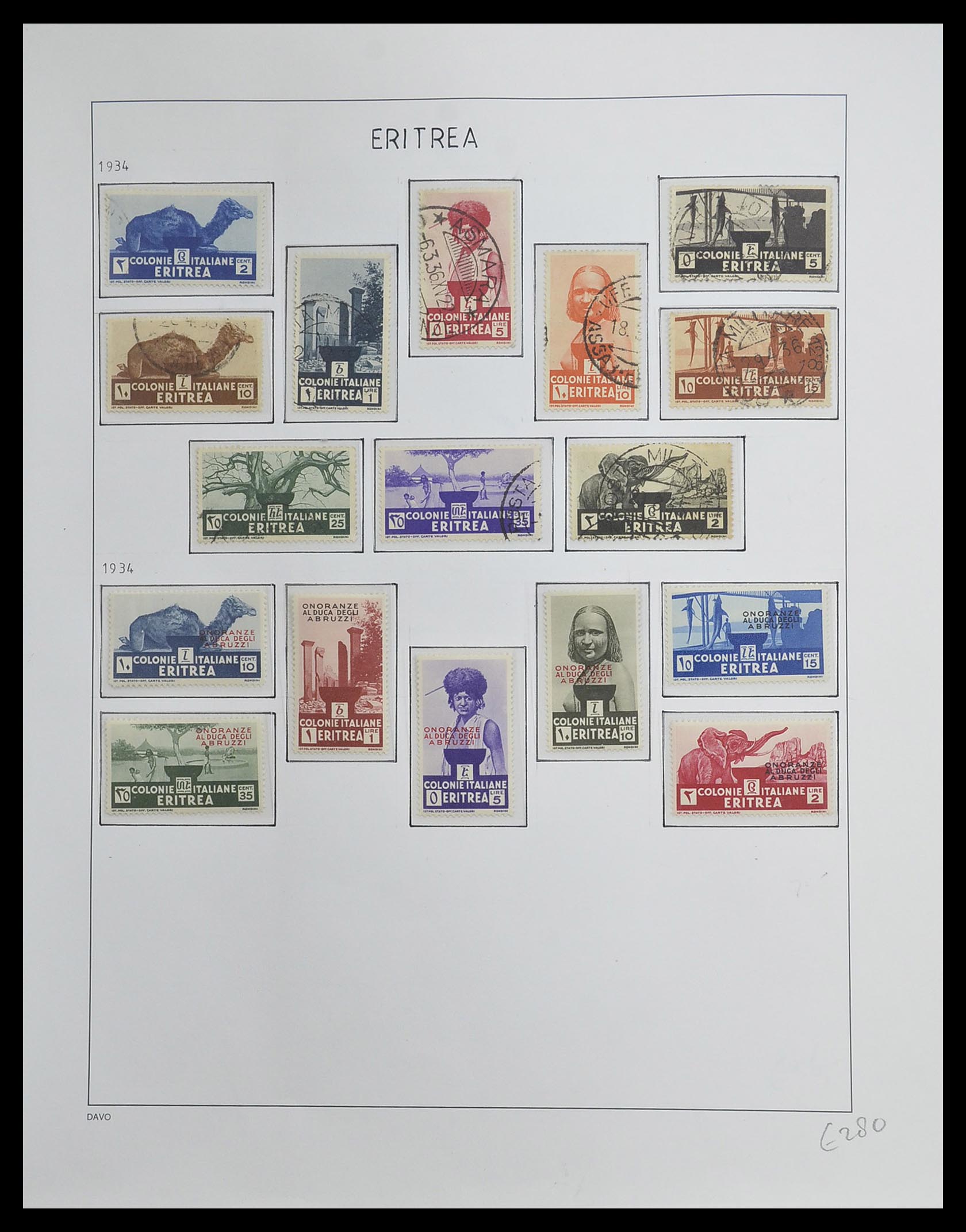 33474 010 - Postzegelverzameling 33474 Eritrea 1893-1934.