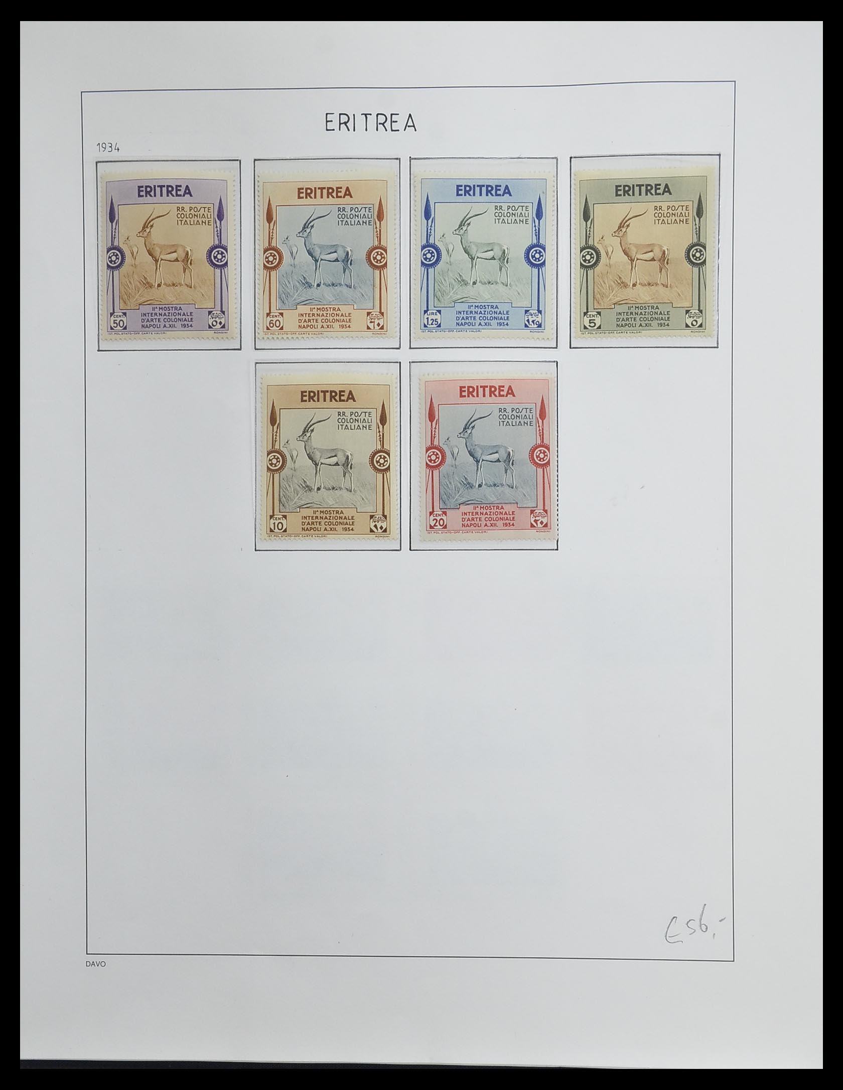 33474 011 - Postzegelverzameling 33474 Eritrea 1893-1934.