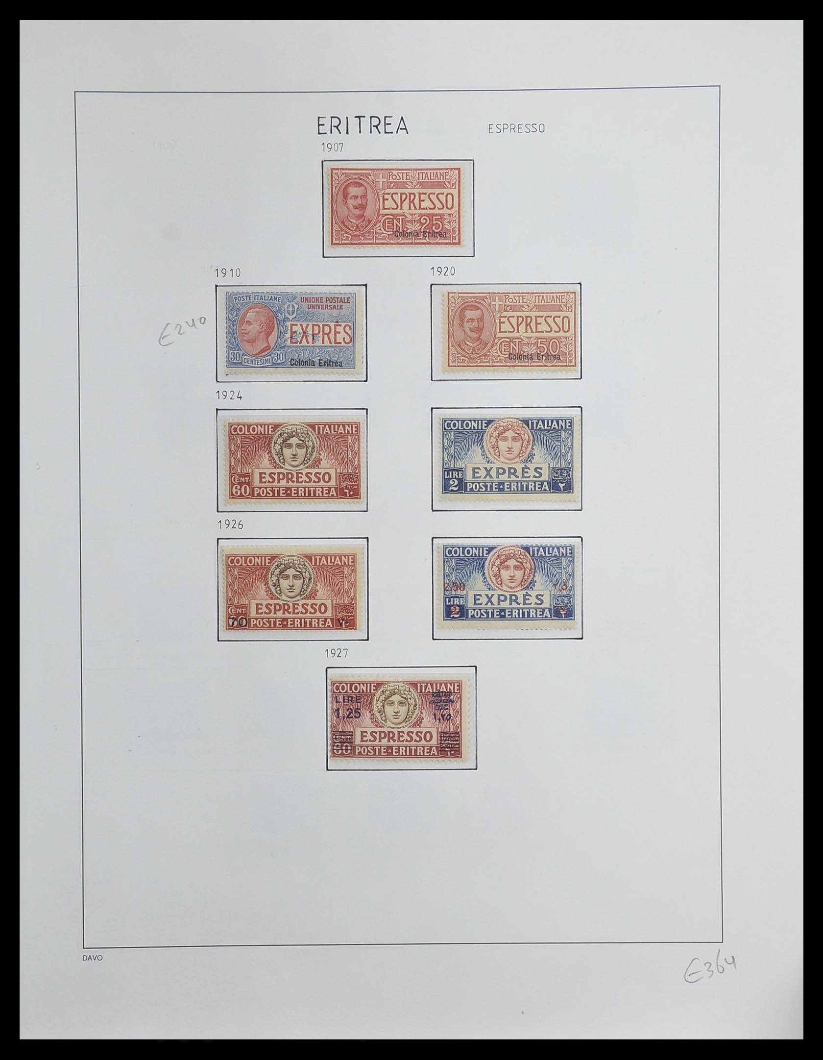 33474 014 - Postzegelverzameling 33474 Eritrea 1893-1934.