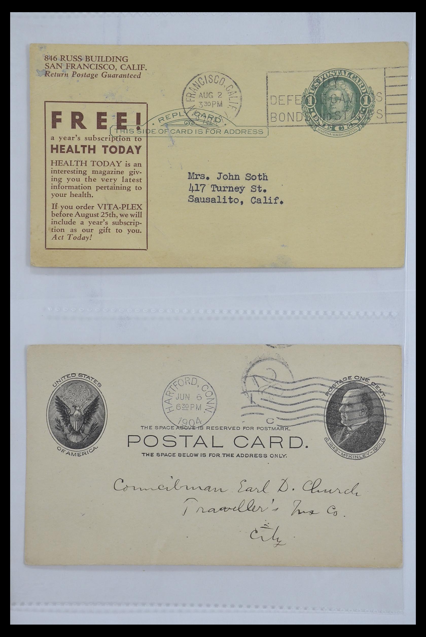 33501 065 - Postzegelverzameling 33501 USA postkaarten 1880-1920.