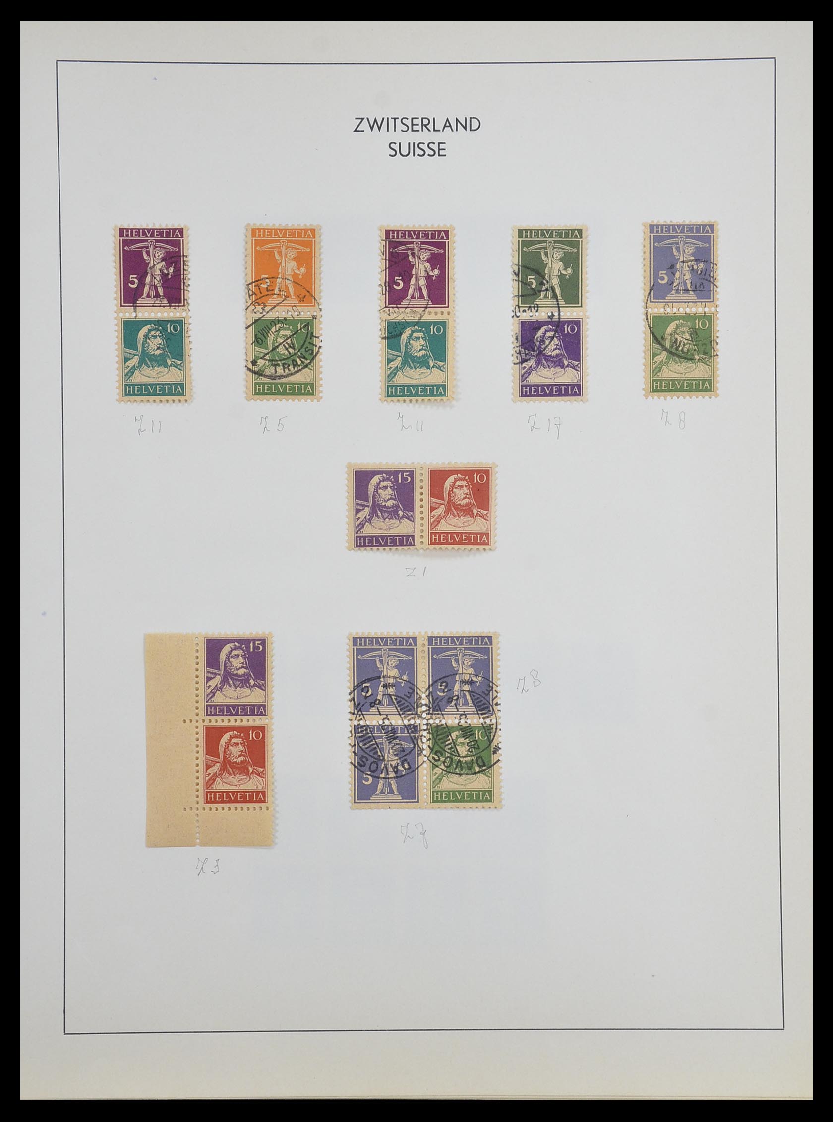 33504 005 - Postzegelverzameling 33504 Zwitserland combinaties 1909-1965.