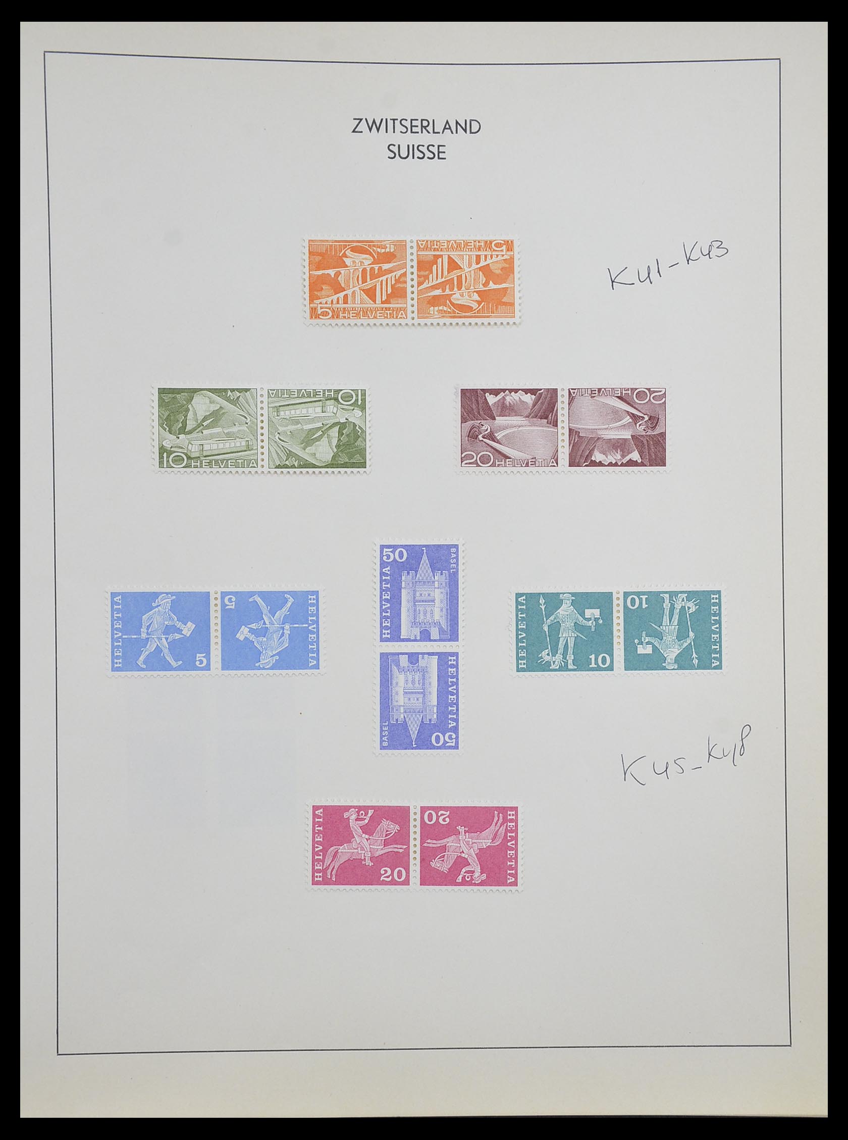 33504 010 - Postzegelverzameling 33504 Zwitserland combinaties 1909-1965.