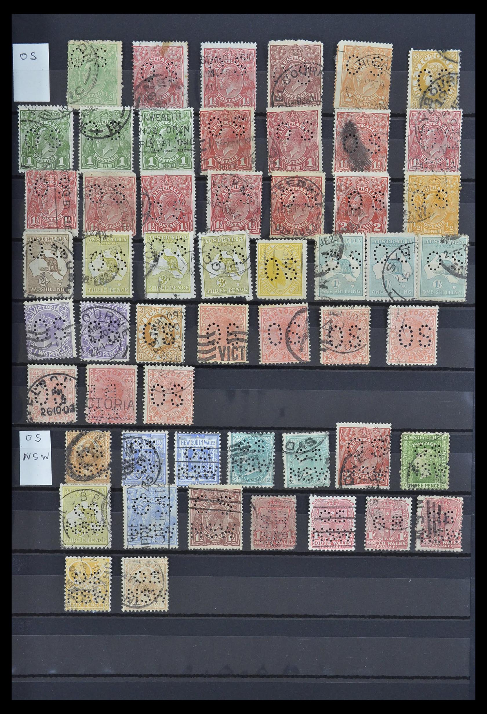 33510 001 - Postzegelverzameling 33510 Australië perfins 1900-1970.