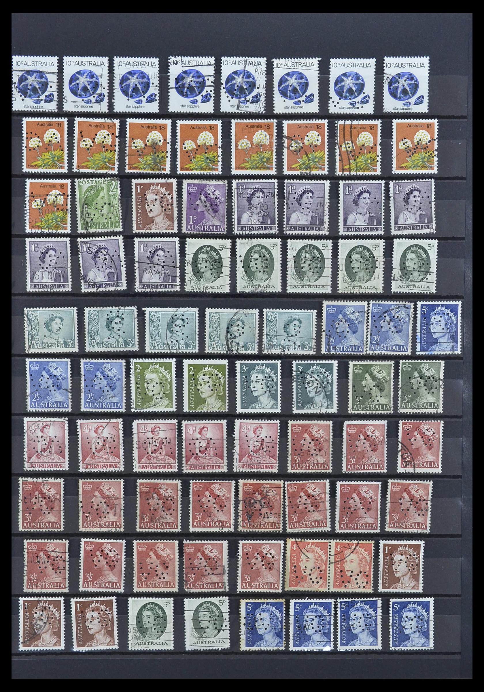 33510 003 - Postzegelverzameling 33510 Australië perfins 1900-1970.