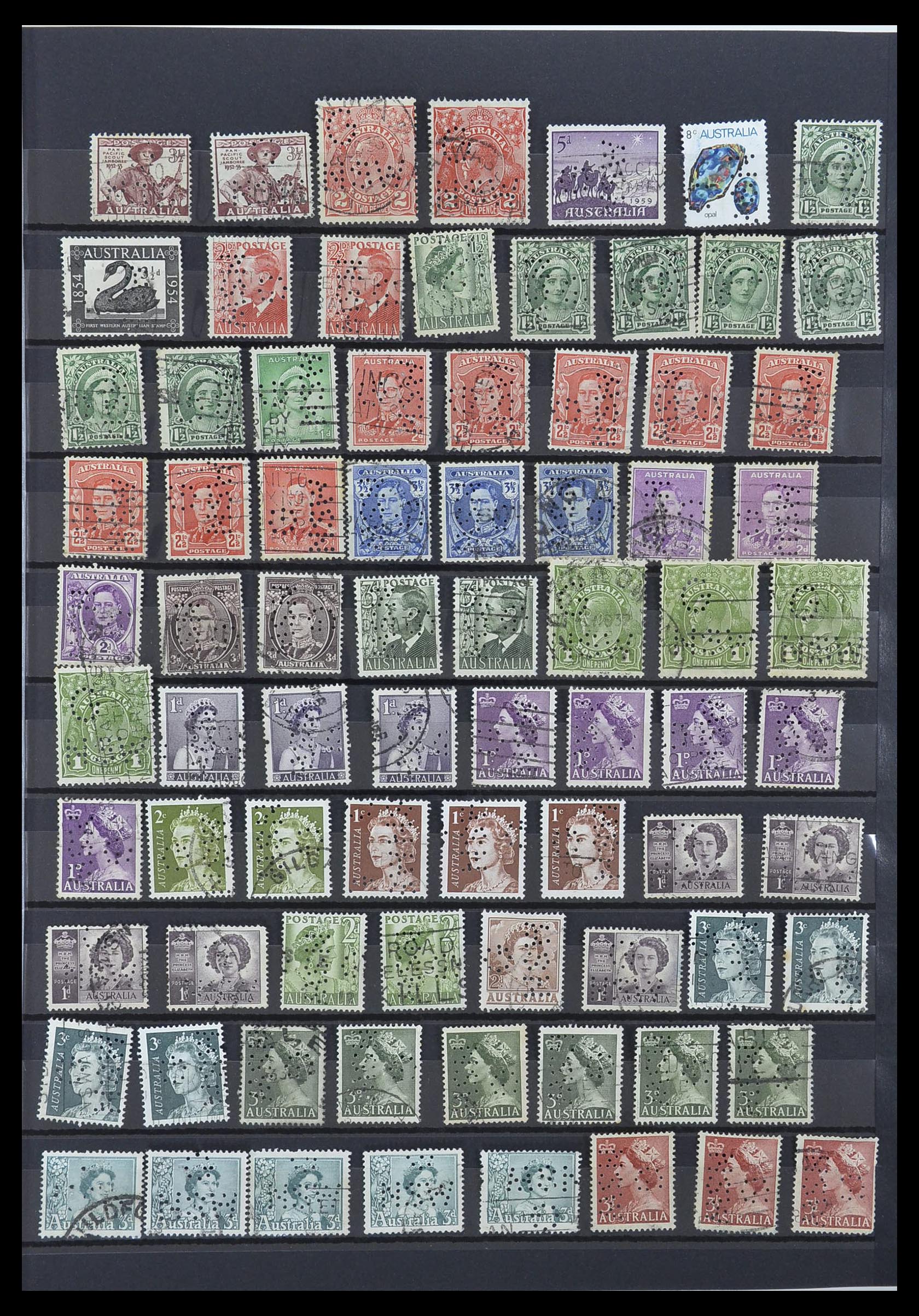 33510 011 - Postzegelverzameling 33510 Australië perfins 1900-1970.