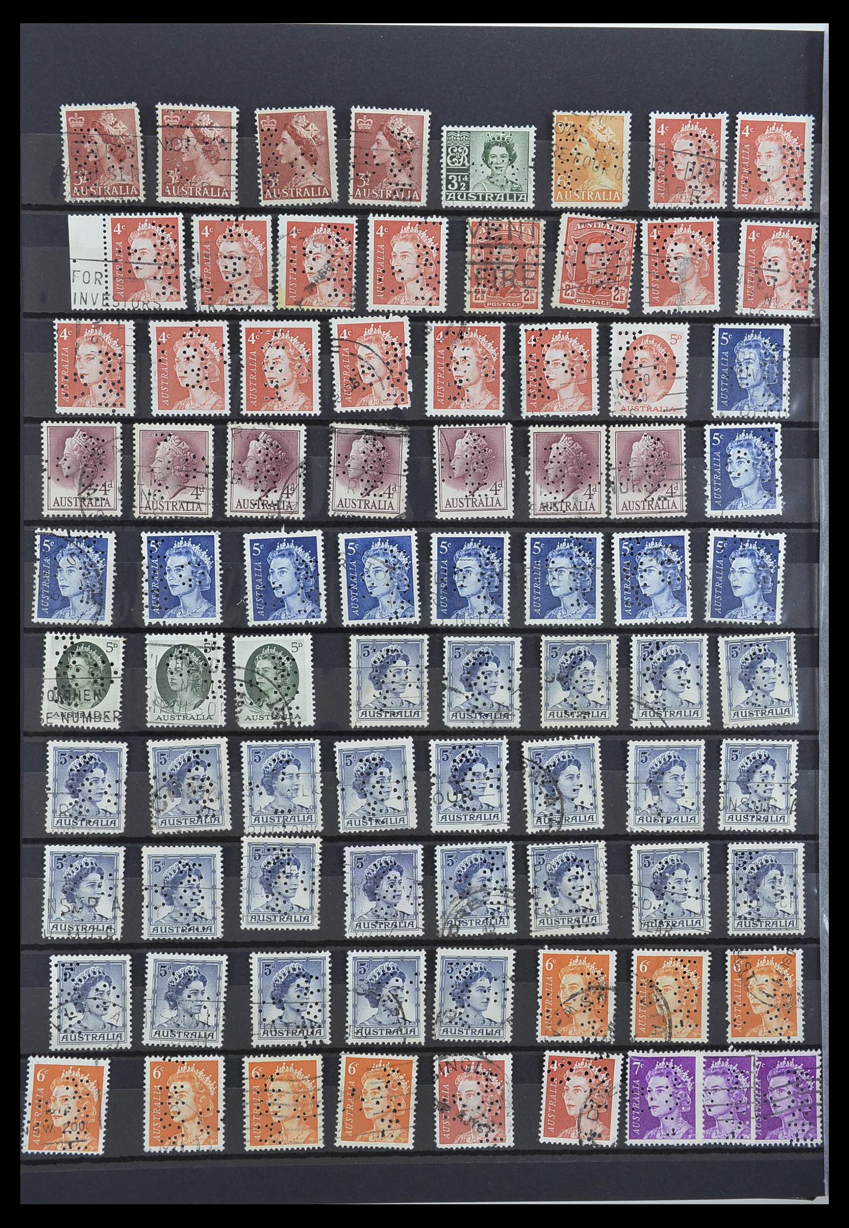 33510 012 - Postzegelverzameling 33510 Australië perfins 1900-1970.