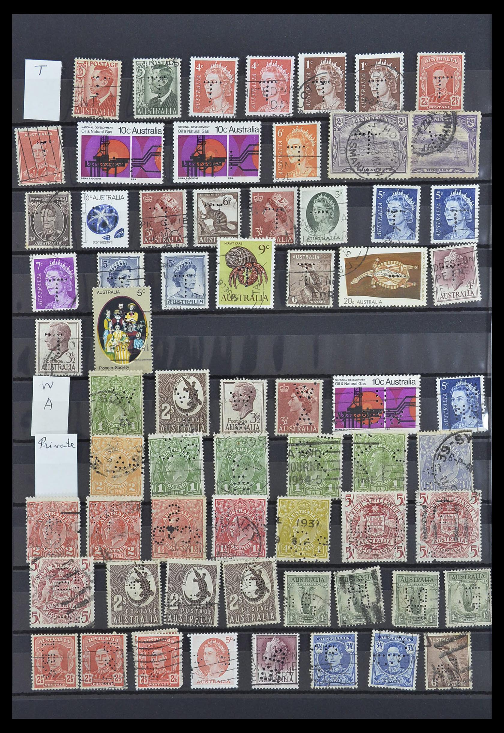 33510 014 - Postzegelverzameling 33510 Australië perfins 1900-1970.