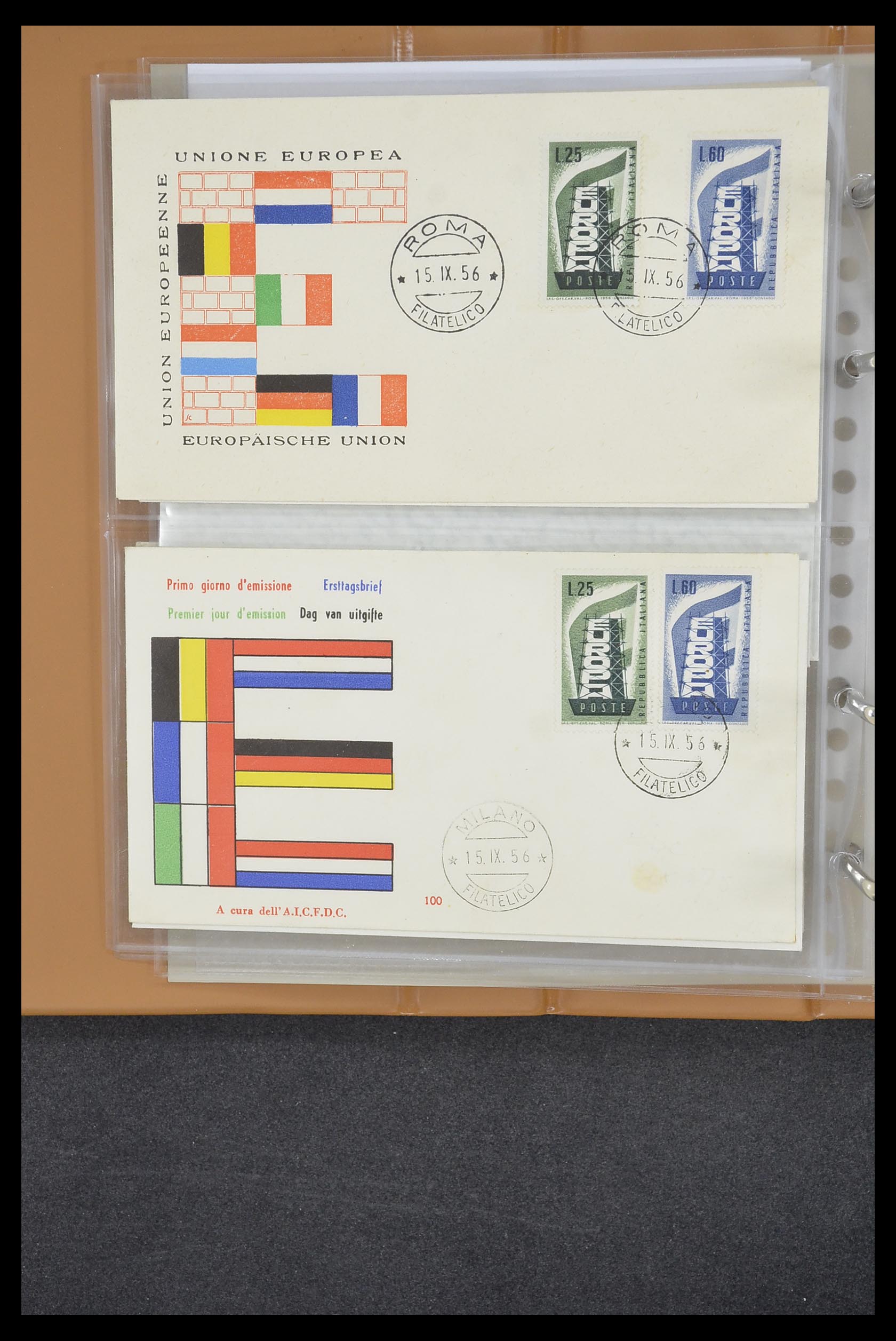 33542 130 - Stamp collection 33542 Europa Cept first day covers 1956-1999.