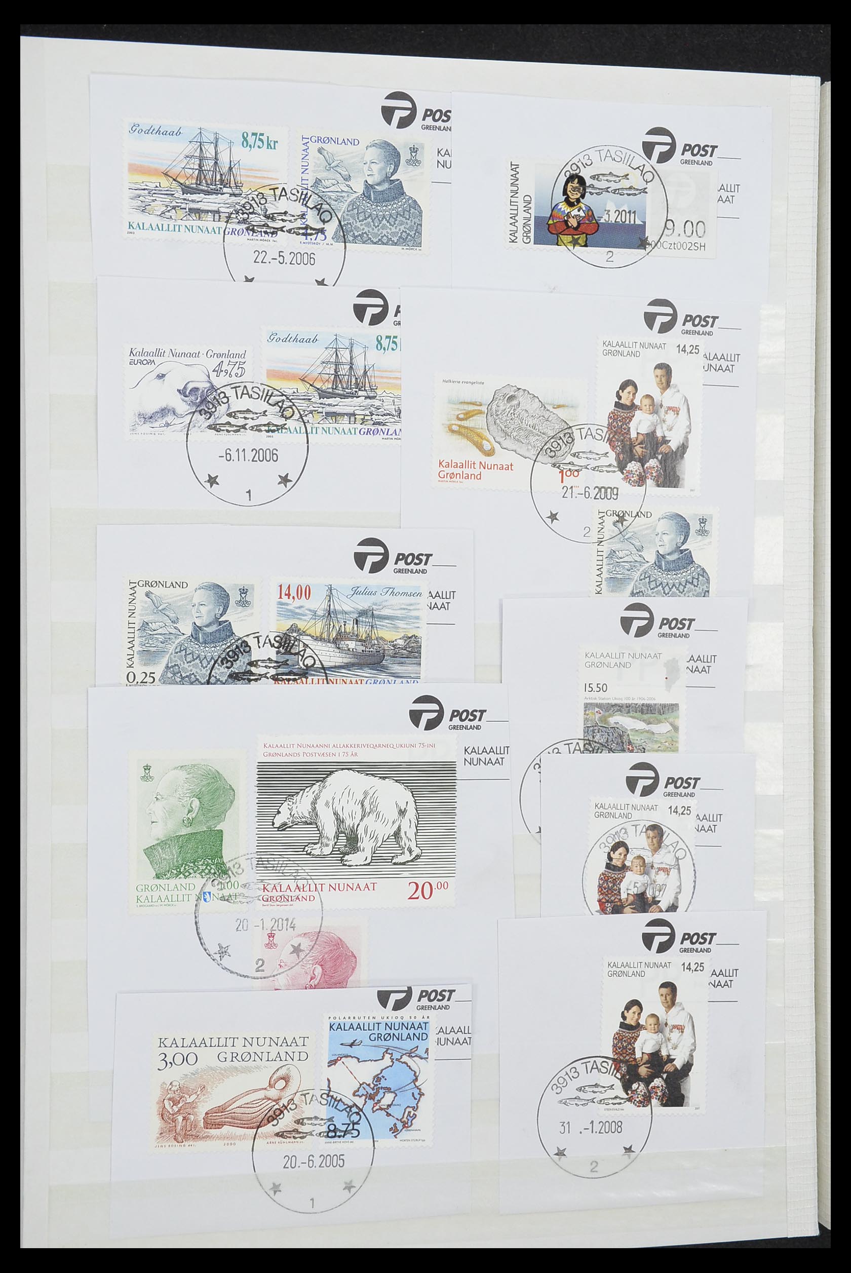 33554 040 - Stamp collection 33554 Greenland cancels 1938-2000.