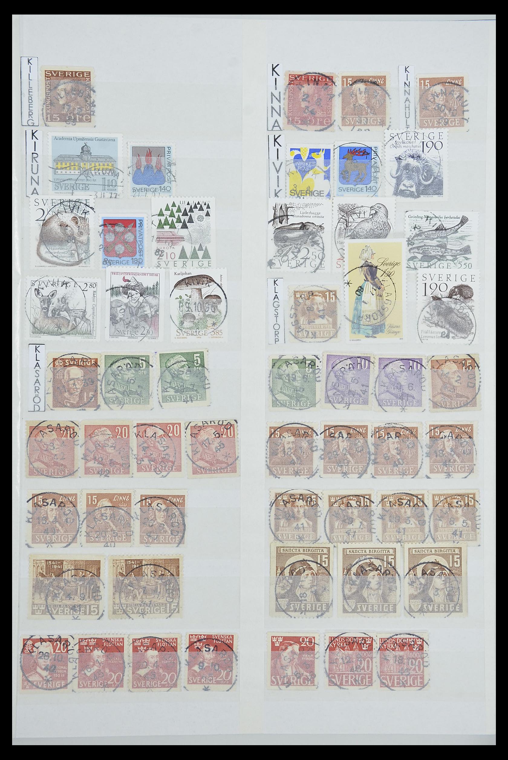 33566 037 - Stamp collection 33566 Sweden cancels from 1886.