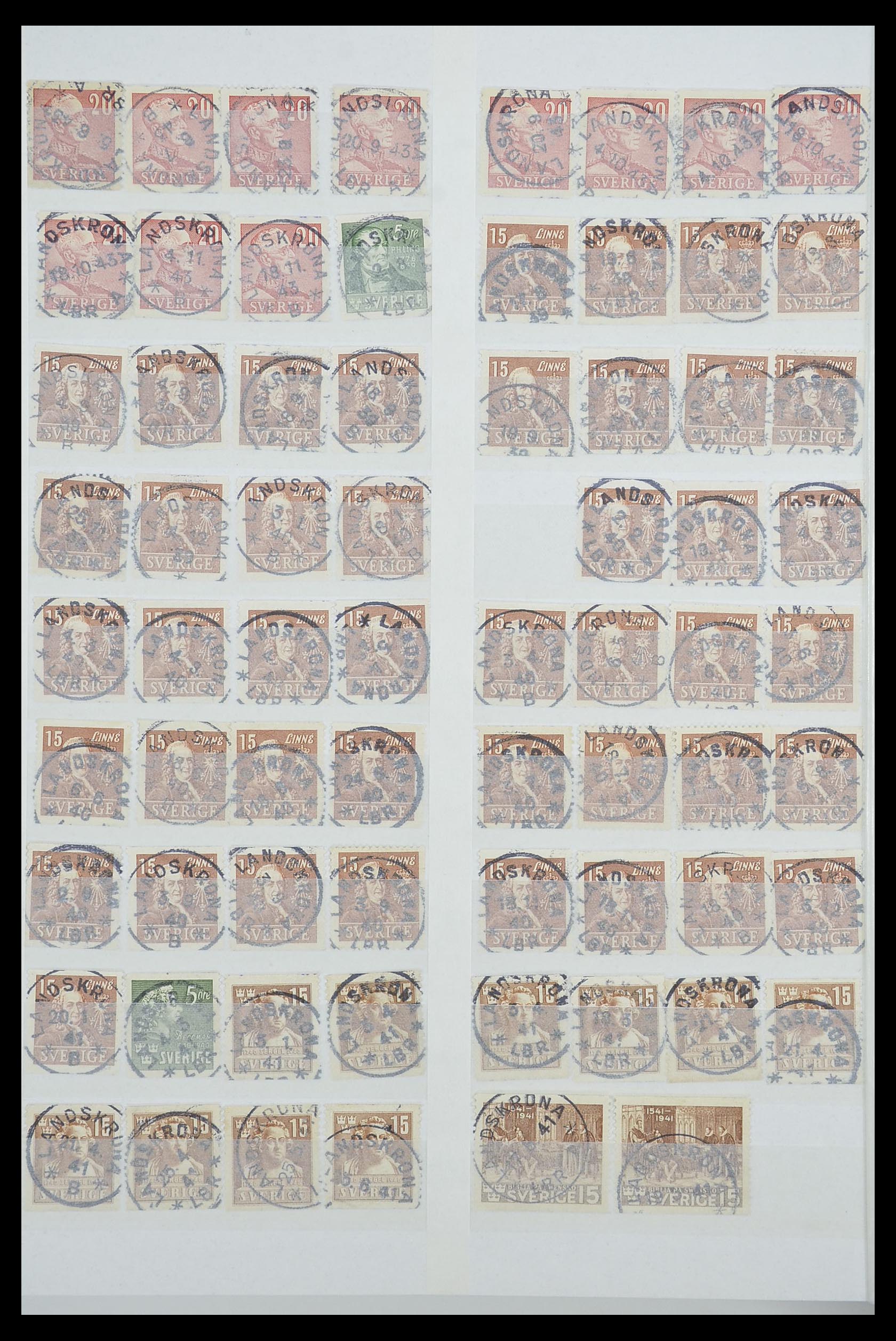 33566 044 - Stamp collection 33566 Sweden cancels from 1886.