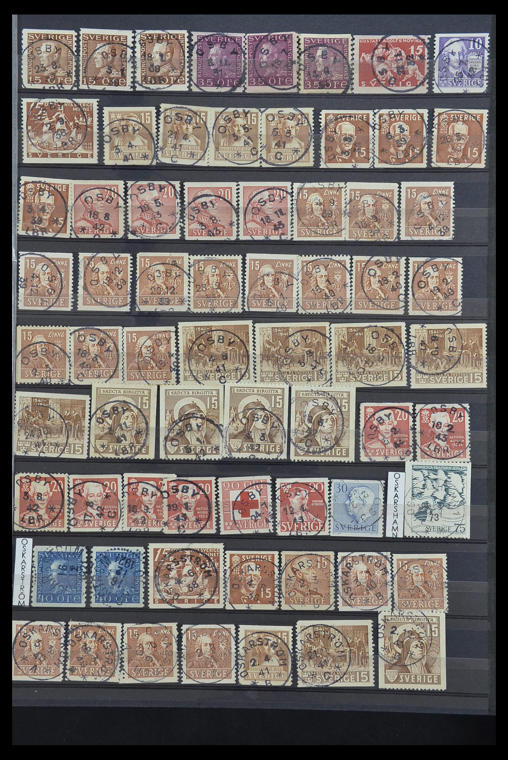 33566 071 - Stamp collection 33566 Sweden cancels from 1886.